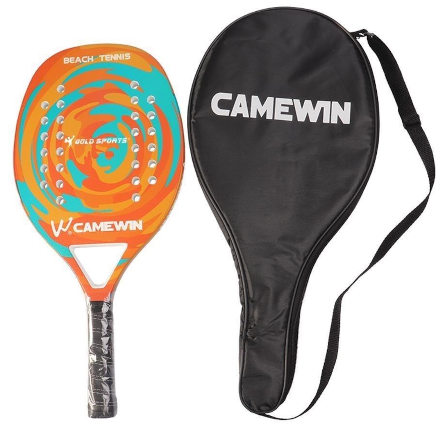Raquete de Beach Tennis Gold Sports Performance Camewin com Capa - Foto 1