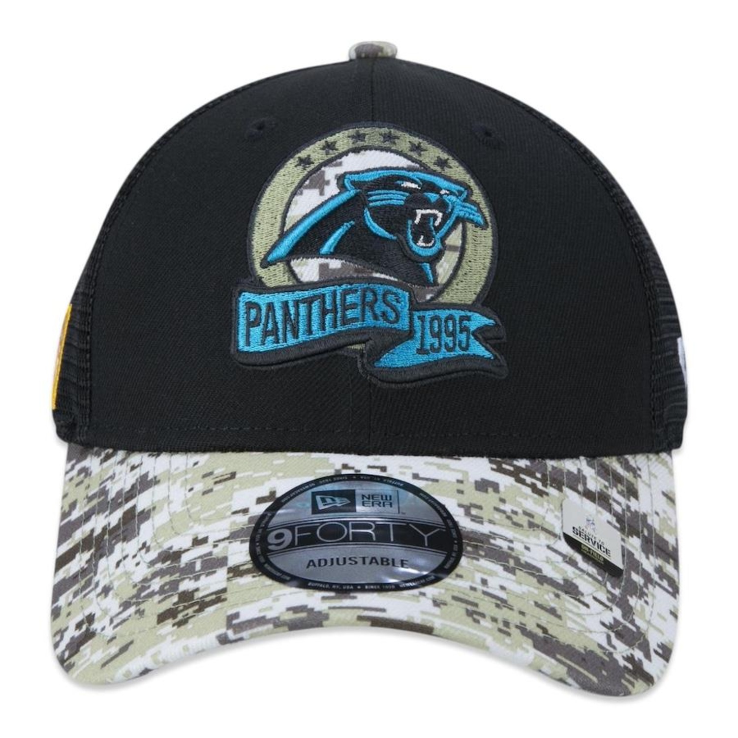 Boné Aba Curva New Era 9Forty Carolina Panthers Salute To Service 2022 - Snapback - Trucker - Adulto - Foto 2