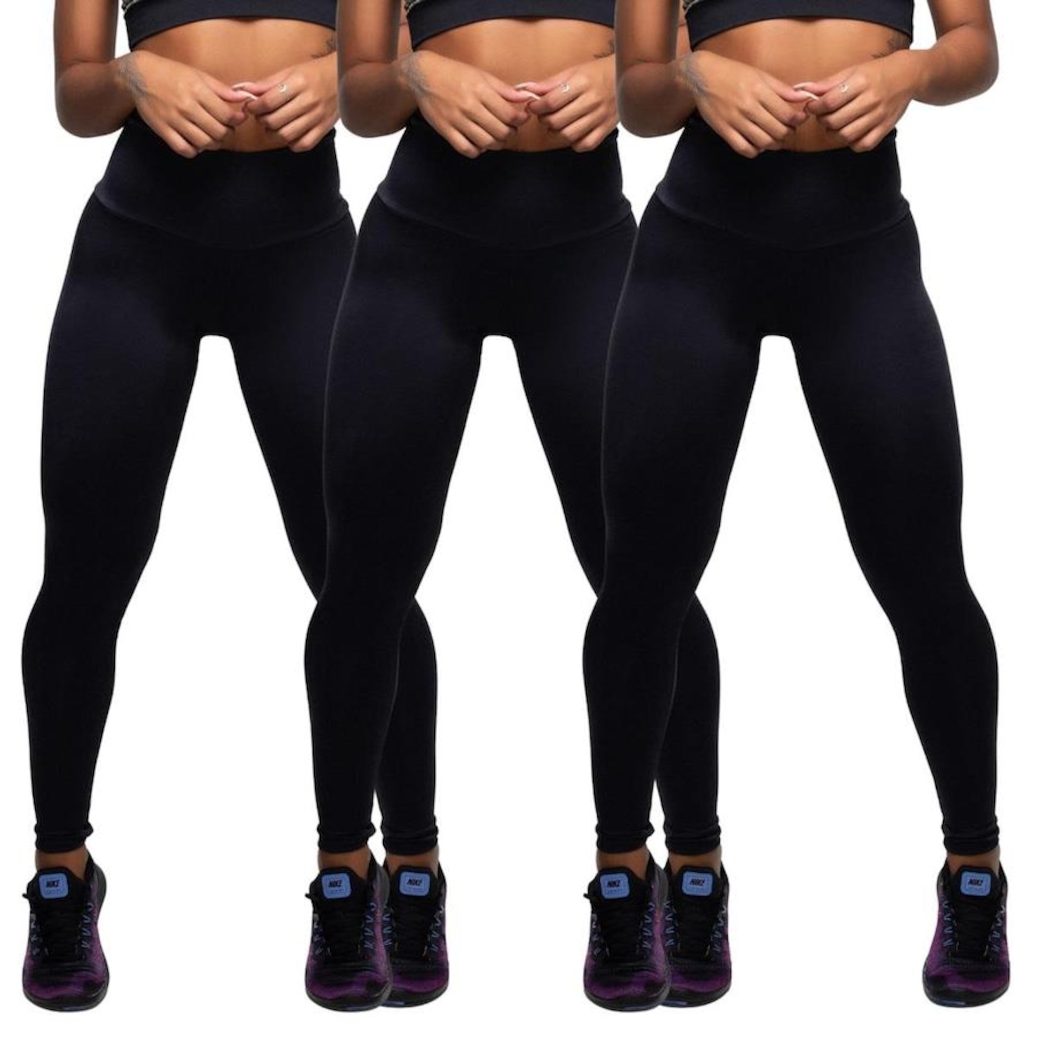 Kit de Calça Legging Belmento Suplex Academia Básica - Feminina - 3 Unds - Foto 1