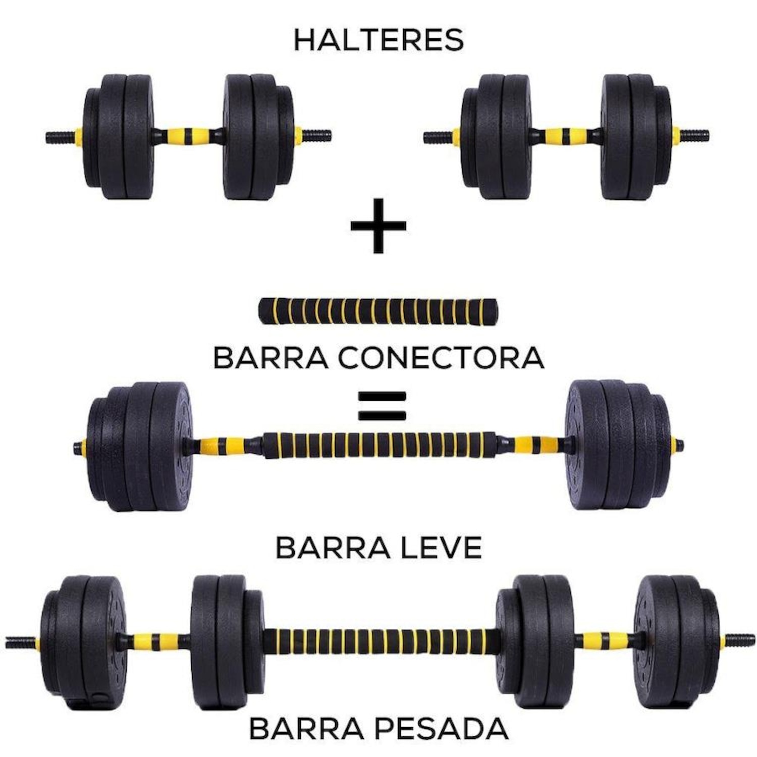Kit de Halteres Yangfit com Anilhas e Barra - 25kg - Foto 2