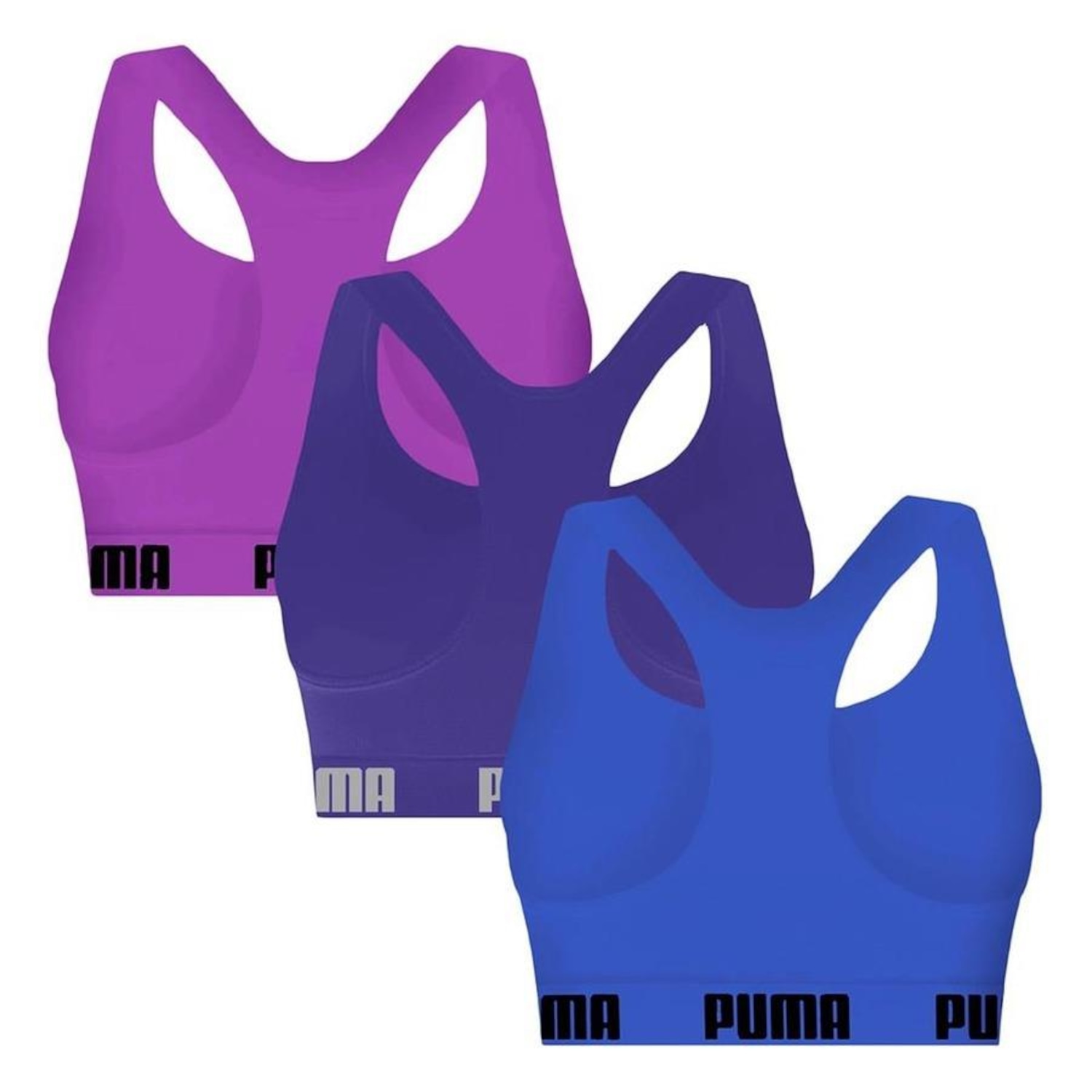 Kit Top Puma Nadador Sem Costura - Feminino - 3 Unidades - Foto 2