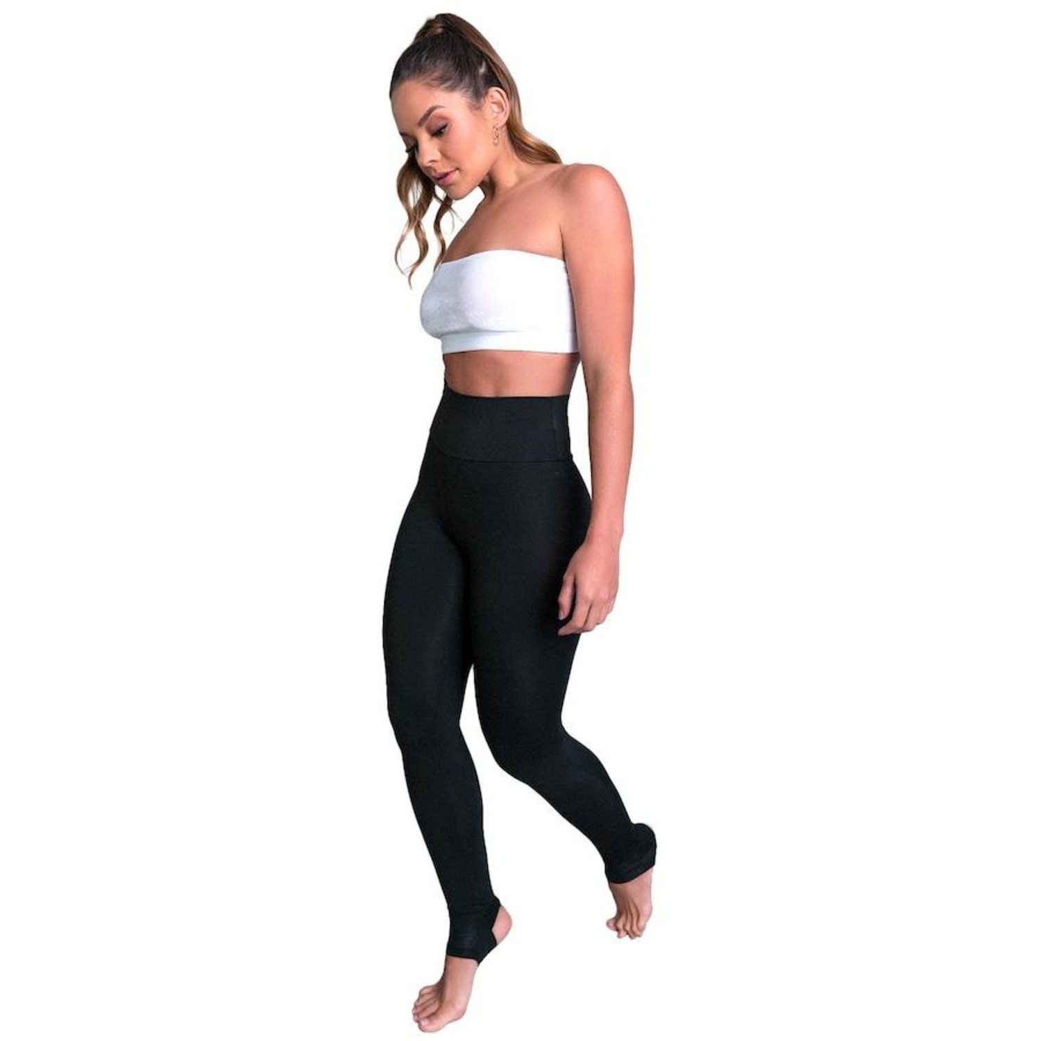 Calça Legging MVB Modas Pezinho Suplex Cintura Alta - Feminina - Foto 3