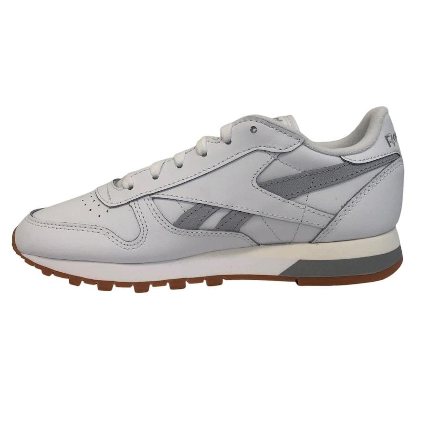 Tênis Reebok Classic Leather - Feminino - Branco e Cinza - Foto 2