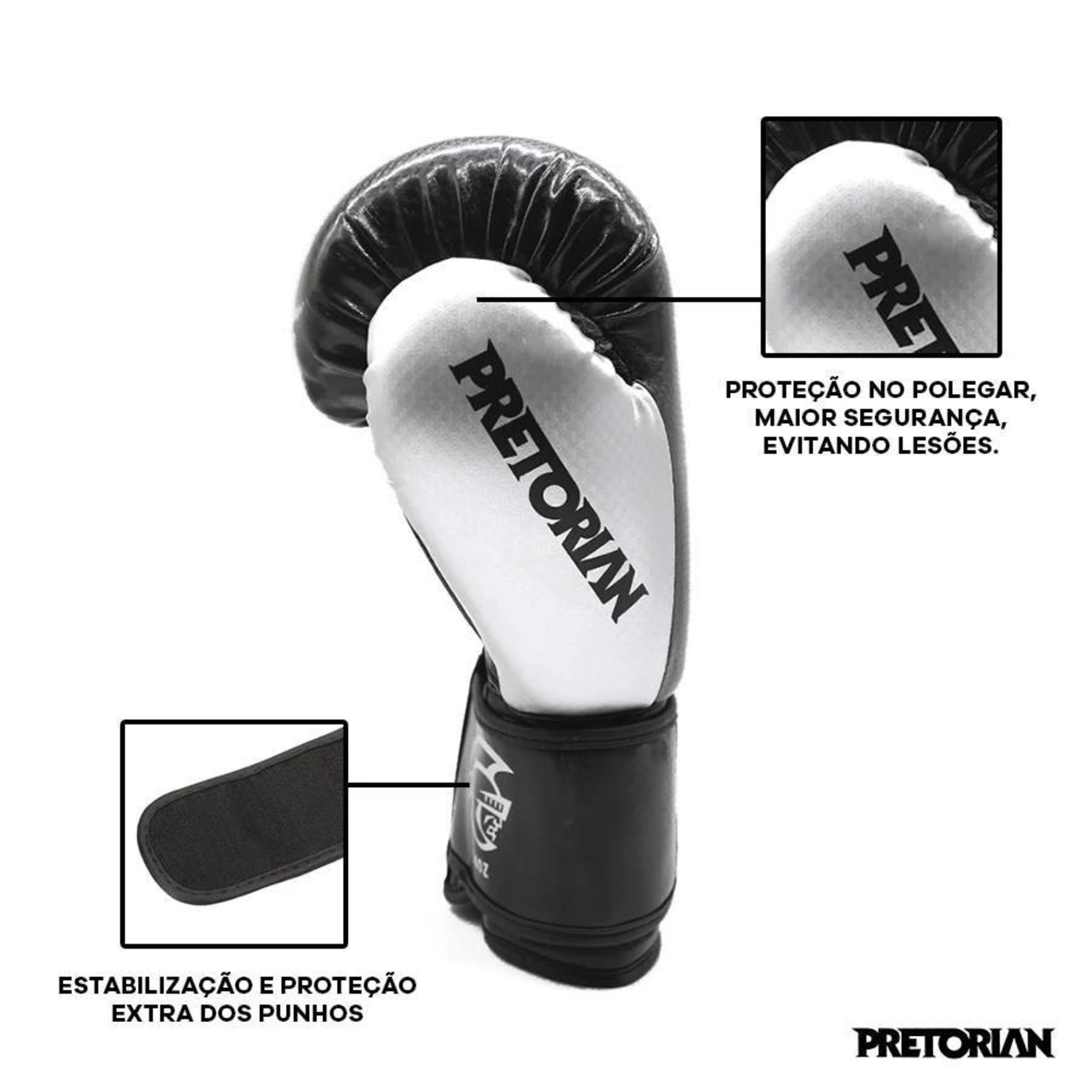 Kit de Boxe Pretorian: Bandagem + Protetor Bucal + Luvas de Boxe Elite - 10 OZ - Adulto - Foto 3