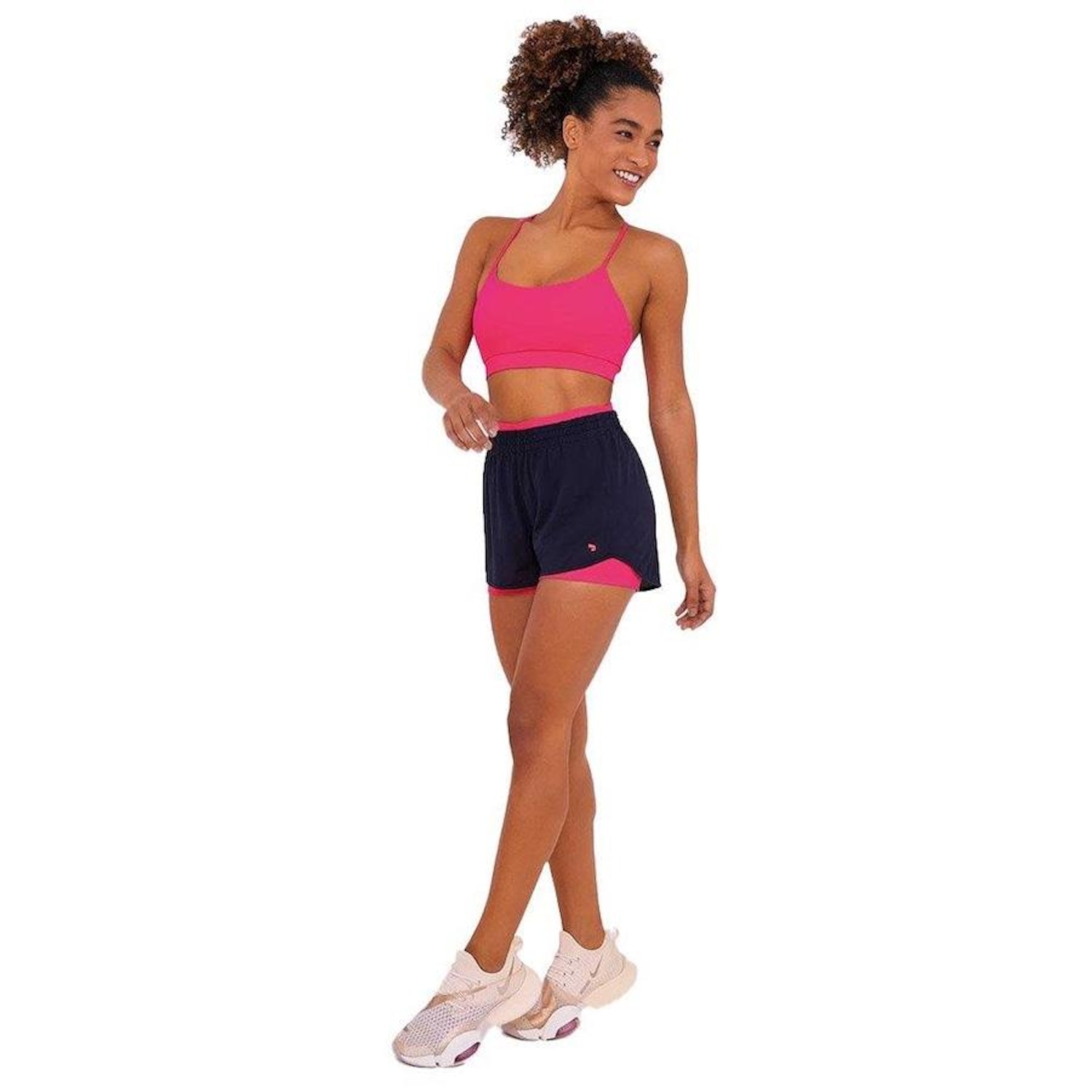 Shorts Alto Giro 2 Em 1 Nylon Dry - Feminino - Foto 1