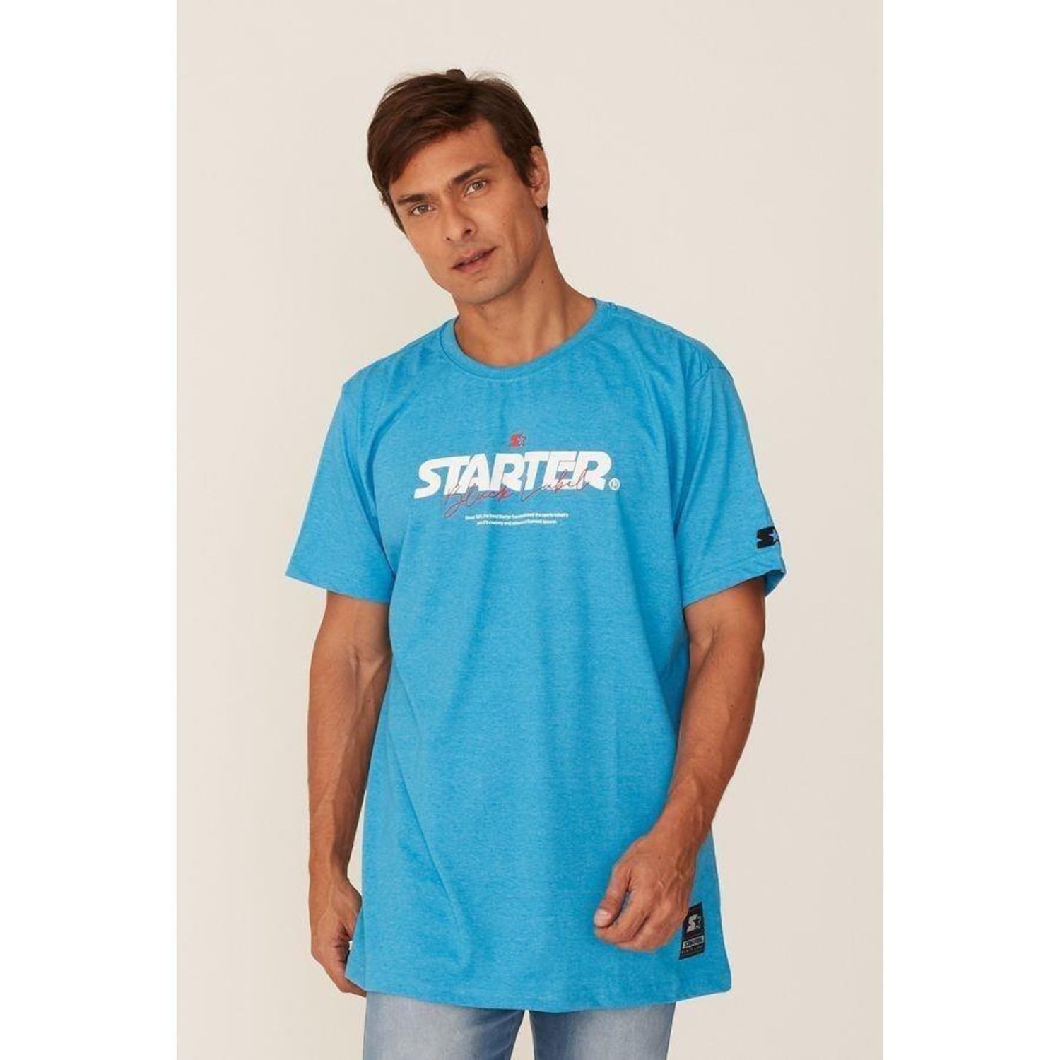 Camiseta Starter Estampada Azul Mescla - Masculino - Foto 1