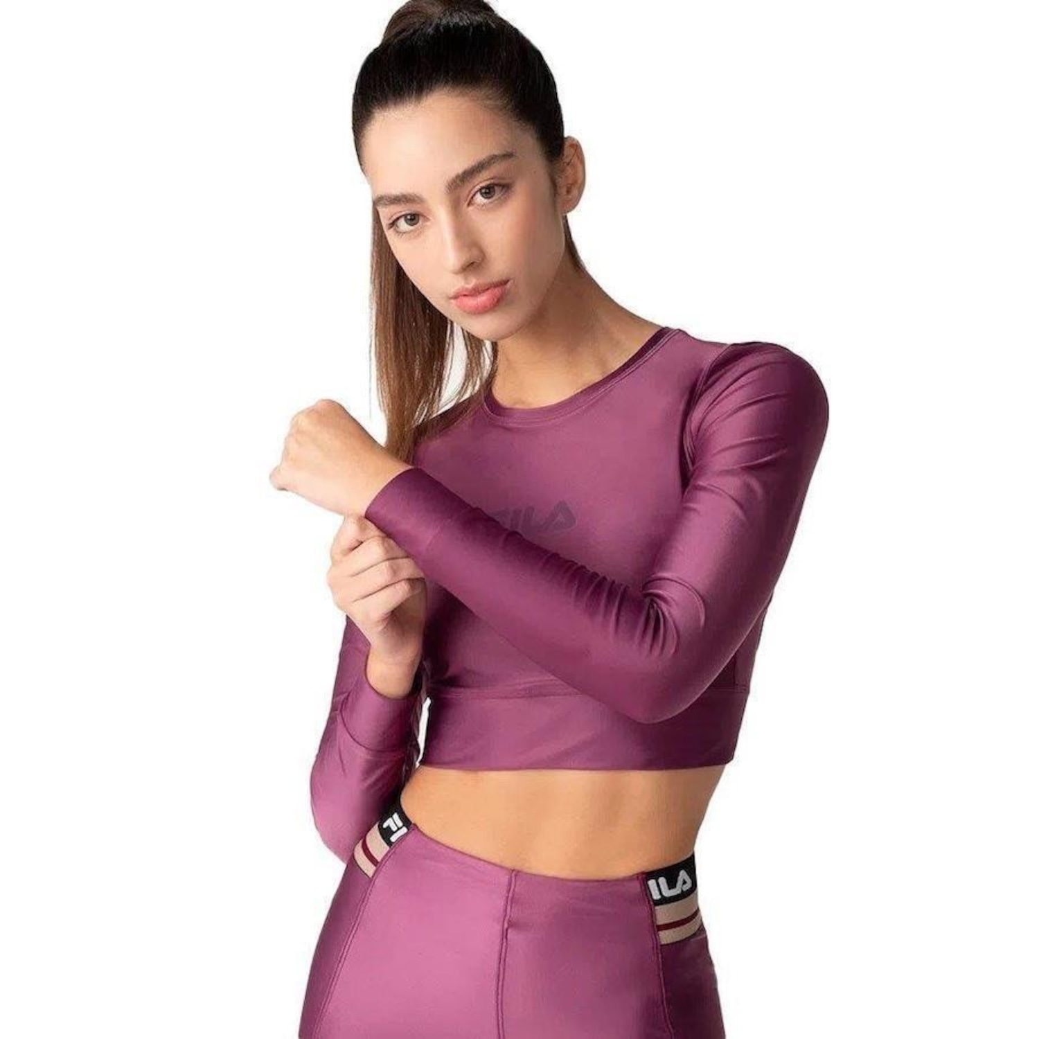 Blusa Cropped Fila Biker Double - Feminina - Foto 1