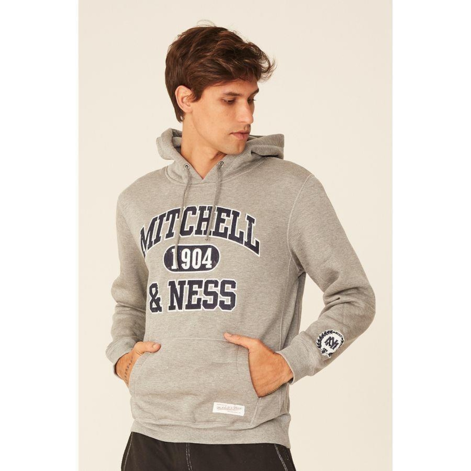 Blusão De Moletom Mitchell & Ness Fechado Com Capuz Branded - Masculino - Foto 1