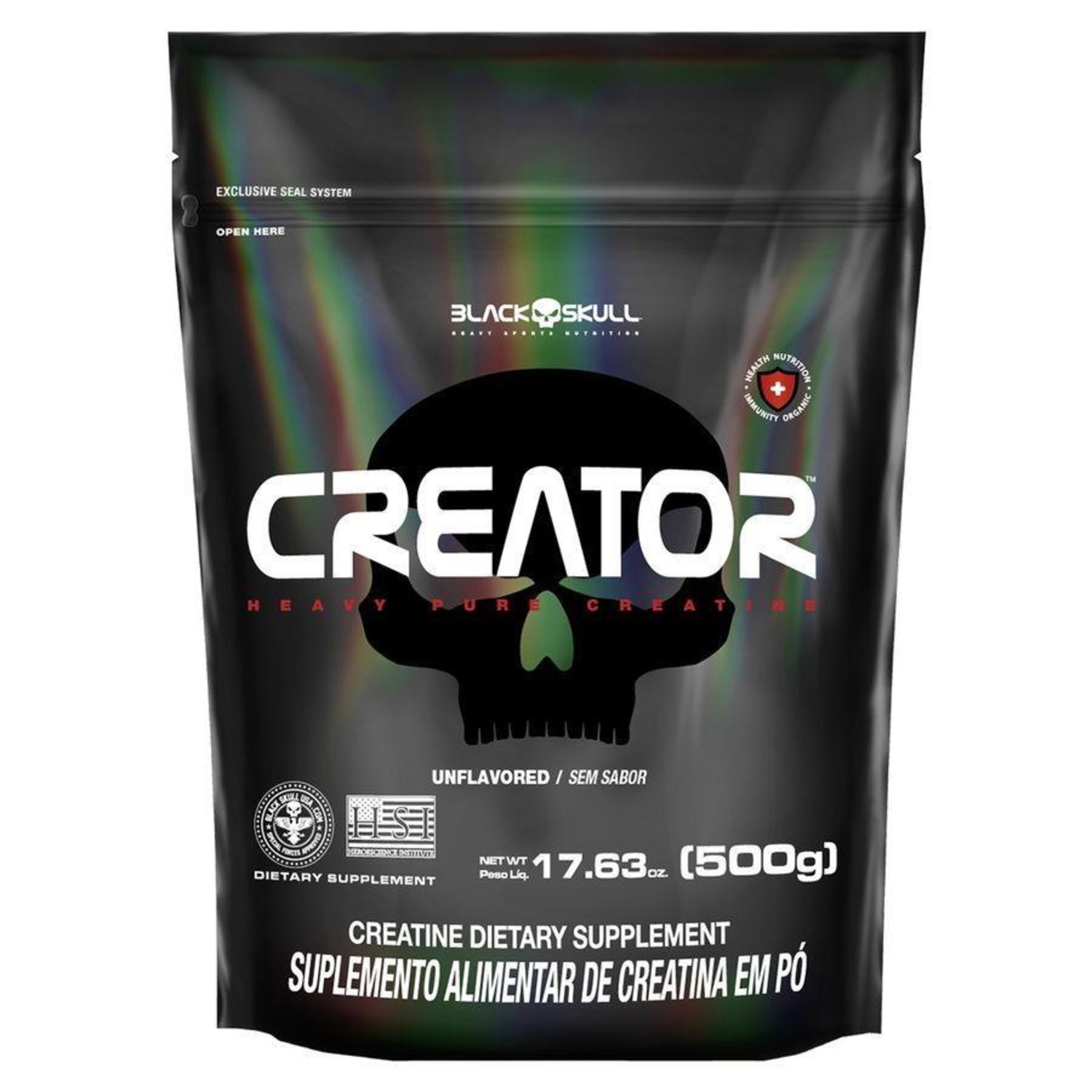 Creator - Creatina Monohidratada - 500G - Refil - Black Skull - Foto 1