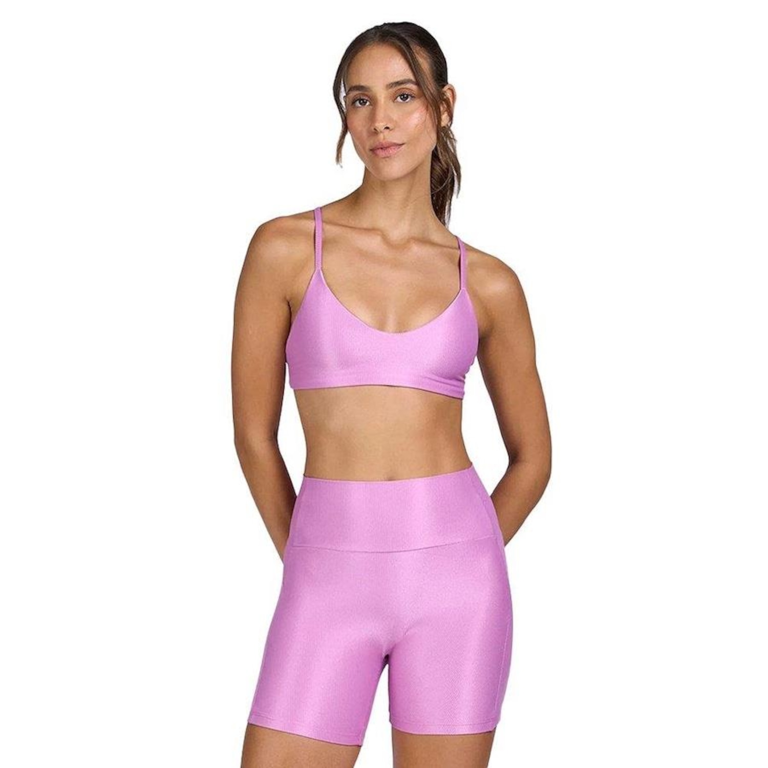 Top Fitness Alto Giro com Bojo Ag Shine - Feminino - Foto 1
