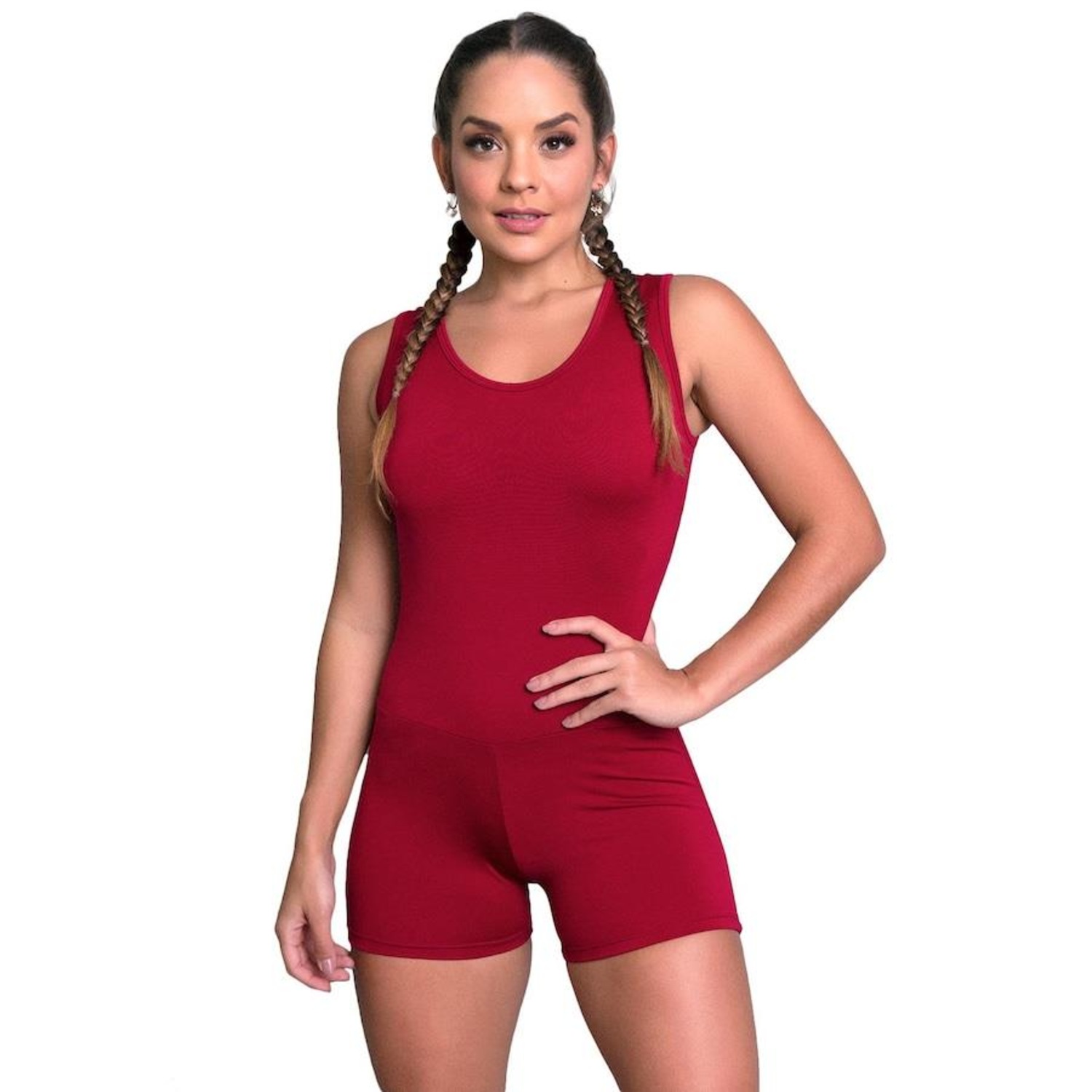 Macaquinho Fitness MVB Modas Curto Liso Suplex - Feminino - Foto 1