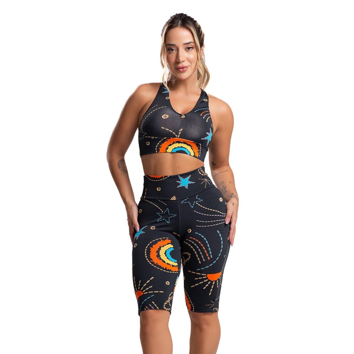 Bermuda de Ciclista Mvb Modas Suplex Cintura Alta Fitness - Feminina - Foto 1