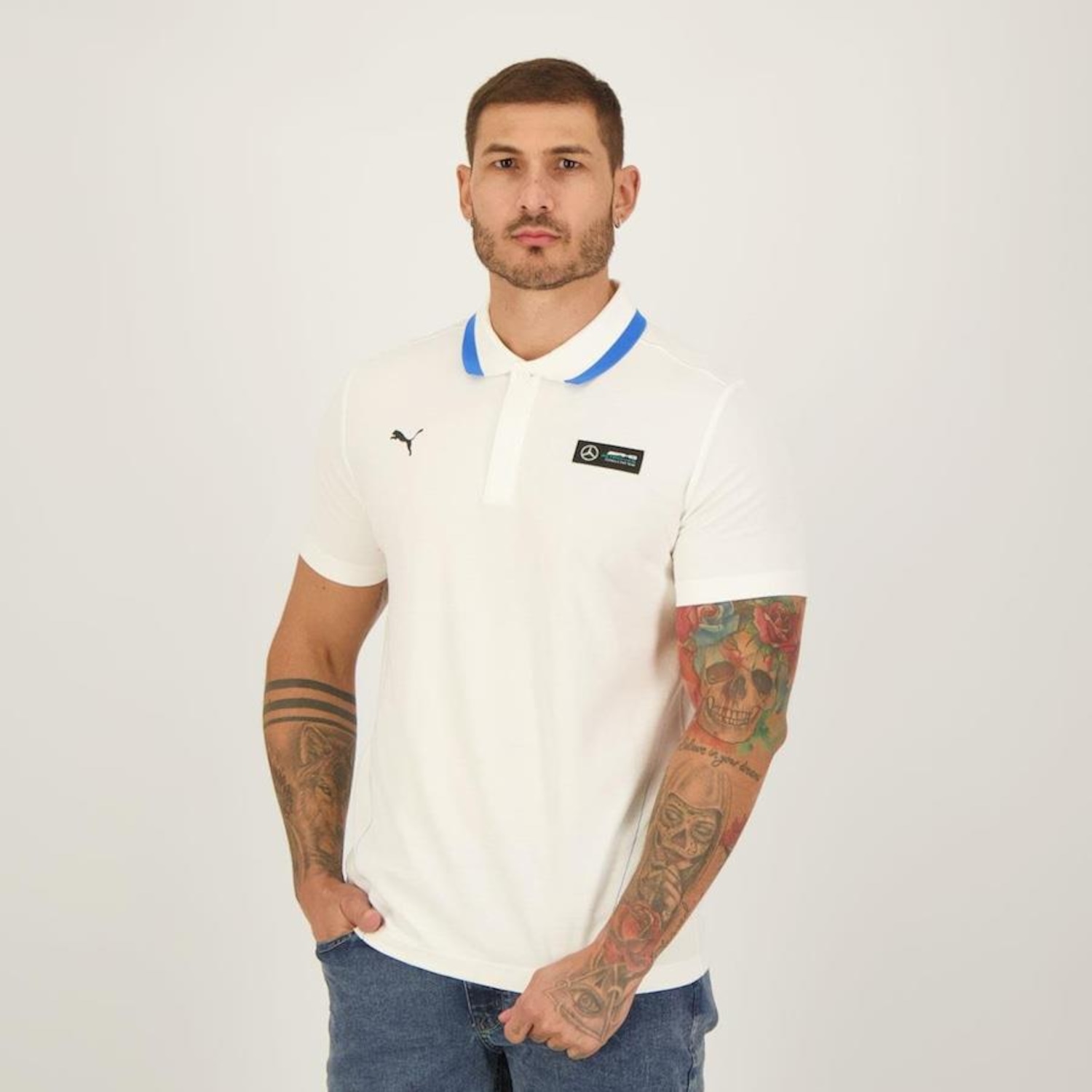 Camisa Polo Puma Mercedes Amg Petronas Pique - Masculina - Foto 2