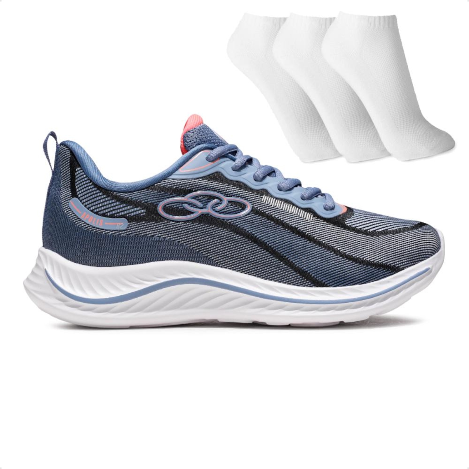 Tênis Olympikus Apolis + 3 Pares de Meias - Feminino - Foto 1