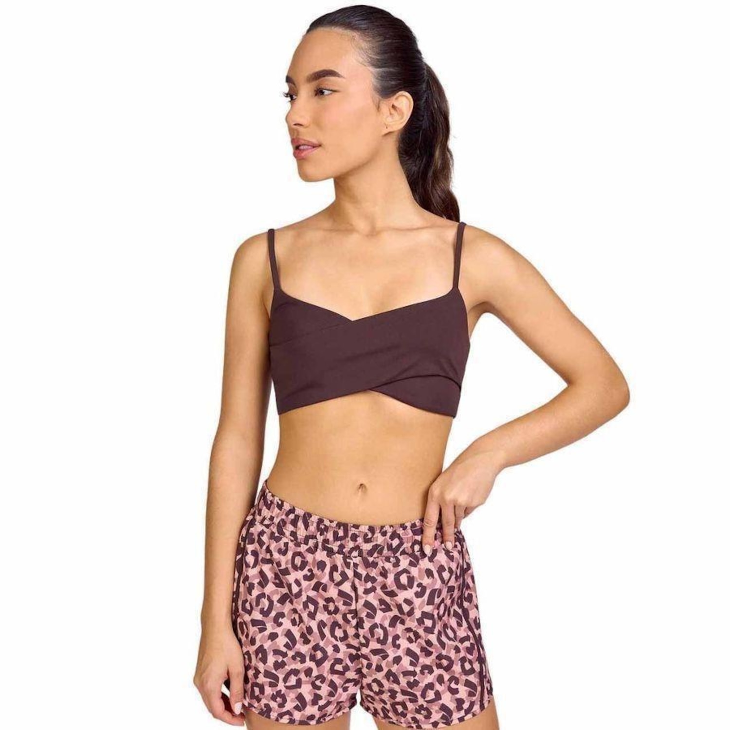 Top Fitness Alto Giro Hyper Decote Transpassado - Feminino - Foto 1