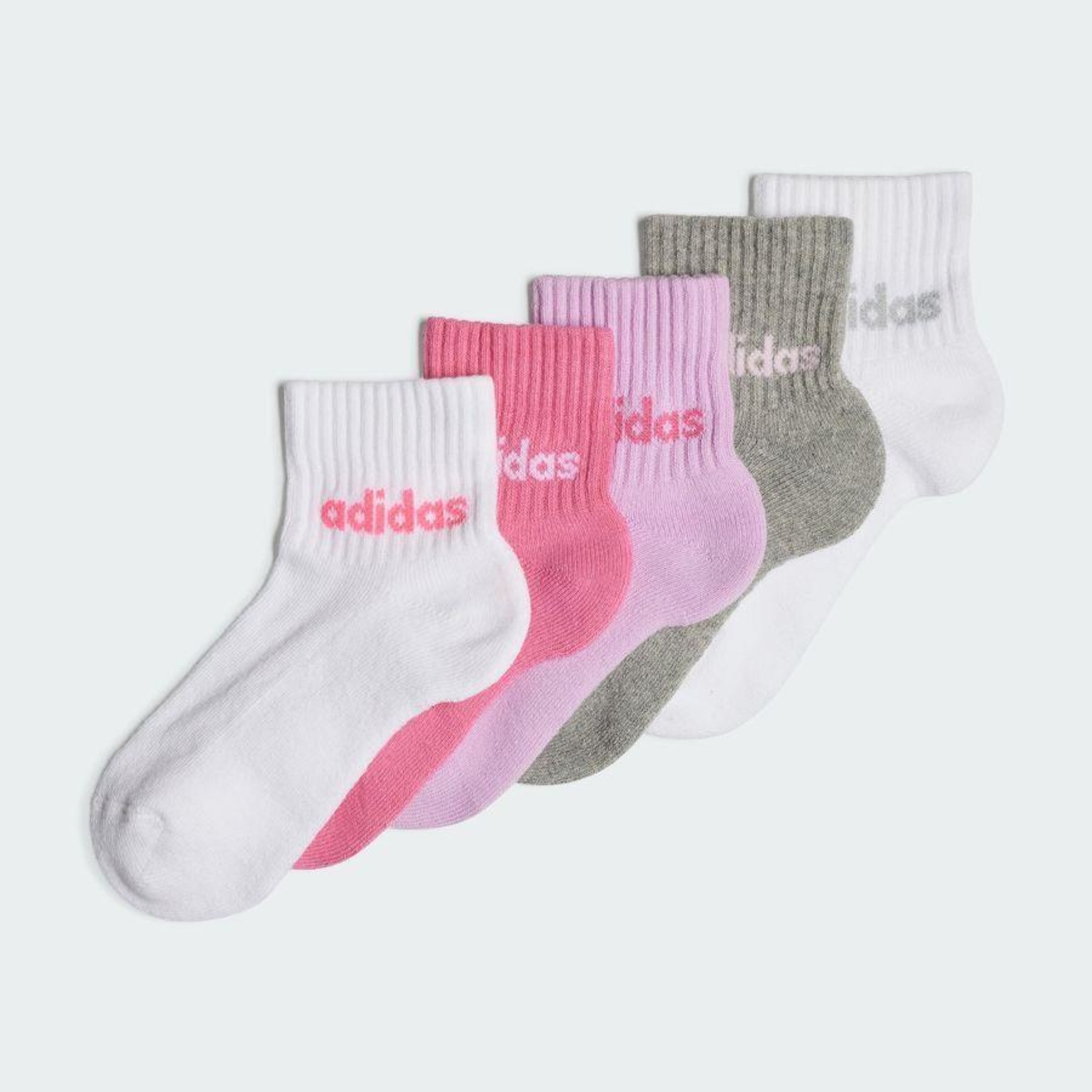 Kit Meias Cano Médio adidas Linear - 5 Pares - Infantil - Foto 2