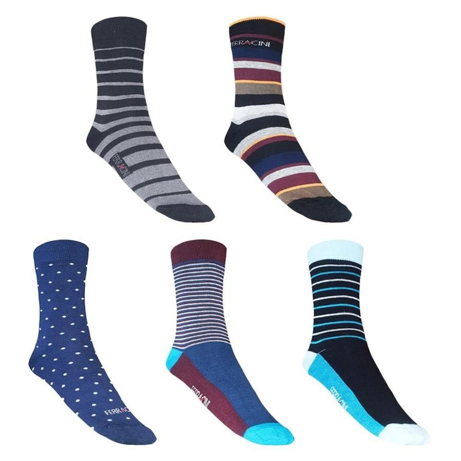 Kit Meias Cano Alto Ferracini Sport com 5 Pares - Masculina - Foto 2