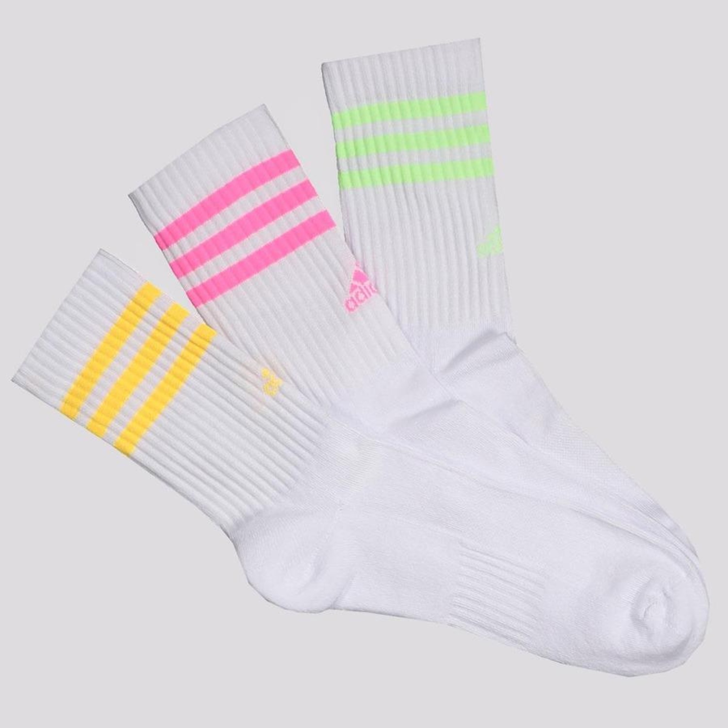 Kit Meia Cano Alto adidas 3 Stripes - 3 Pares - Unissex - Foto 1