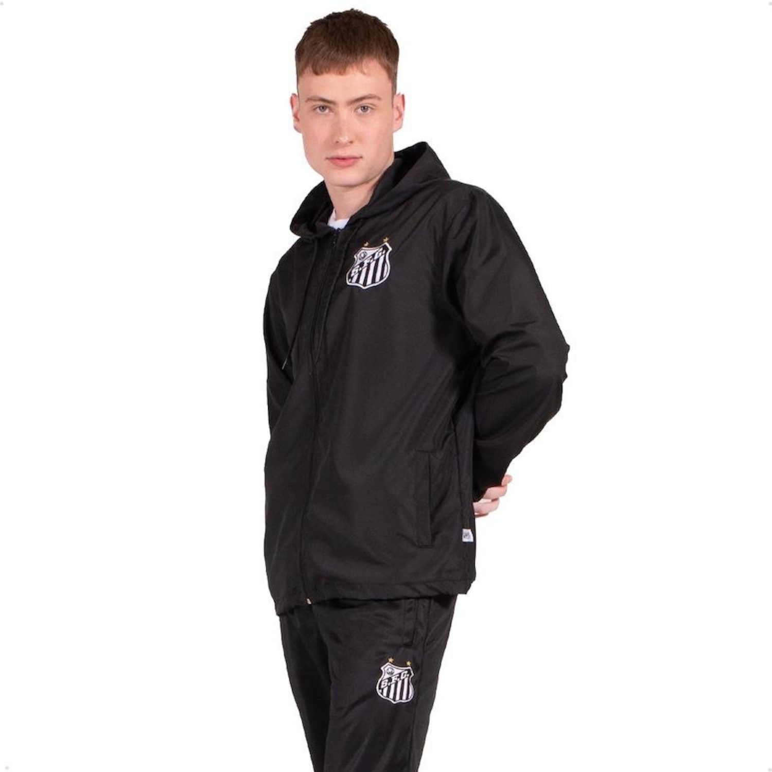 Jaqueta Corta Vento Santos Oficial com Capuz Surf Center Masculina - Foto 4