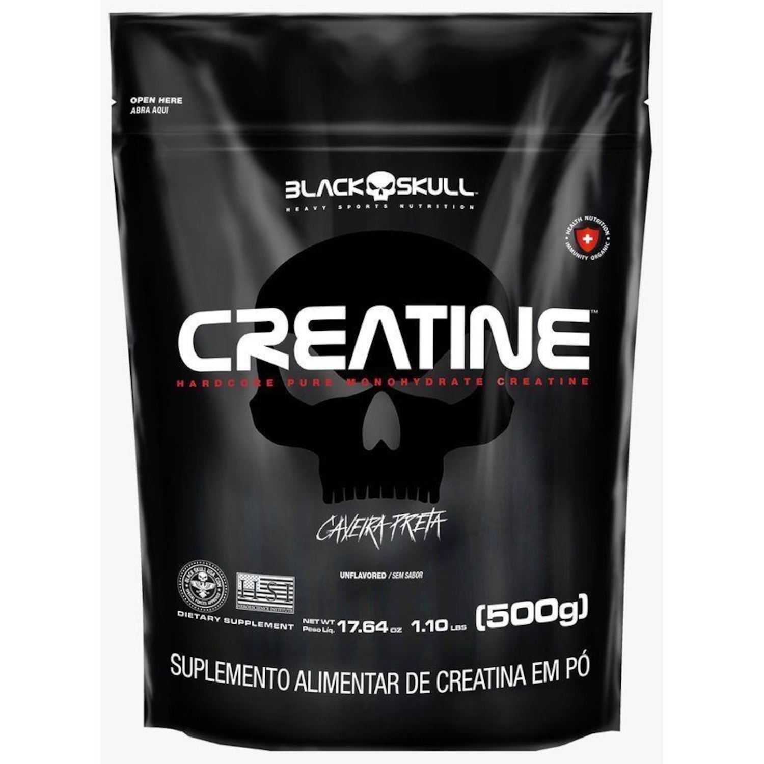 Creatine - Creatina Monohidratada - Refil 500G - Caveira Preta - Foto 1