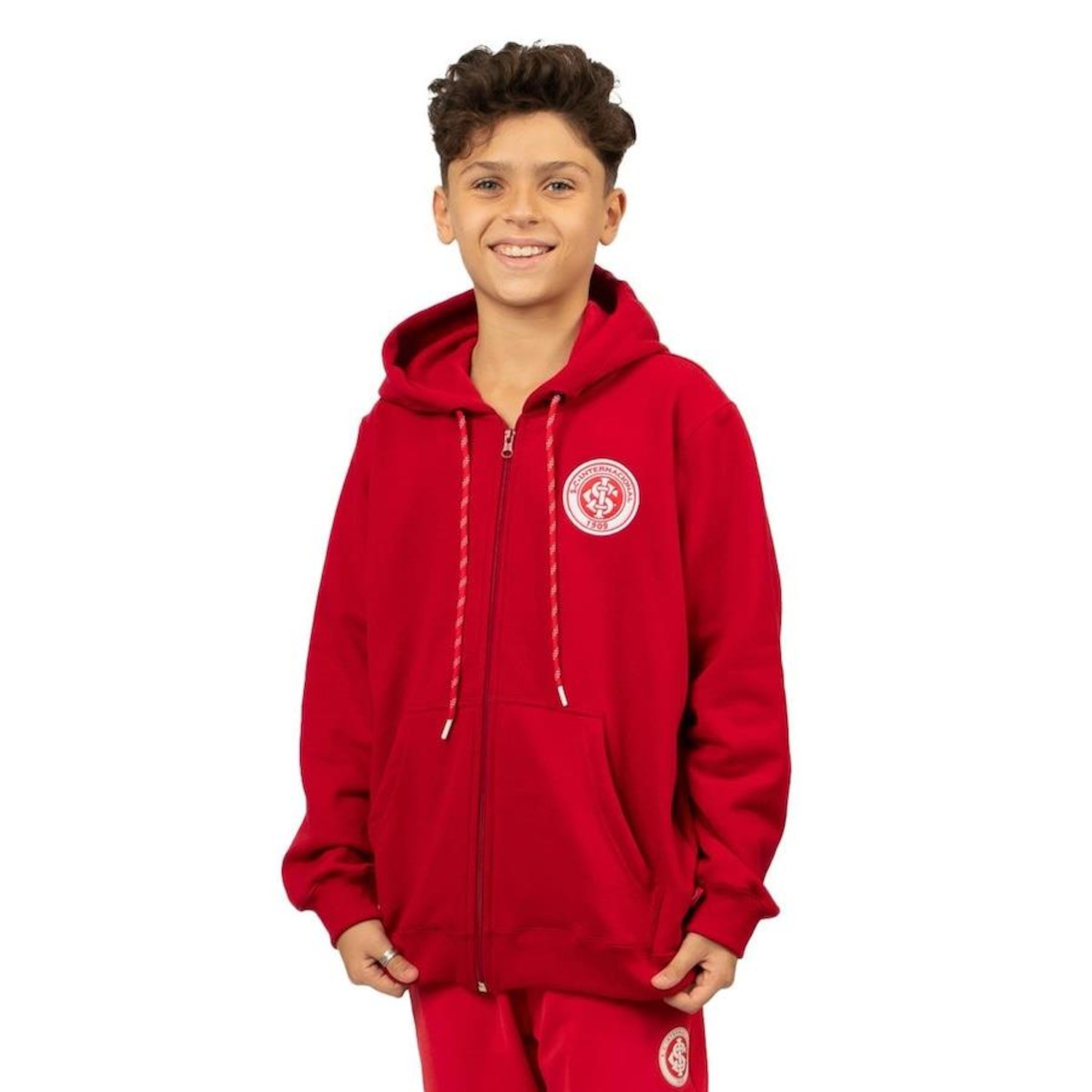 Blusão de Moletom Canguru do Internacional Surf Center Escudo Bordado - Infantil - Foto 1