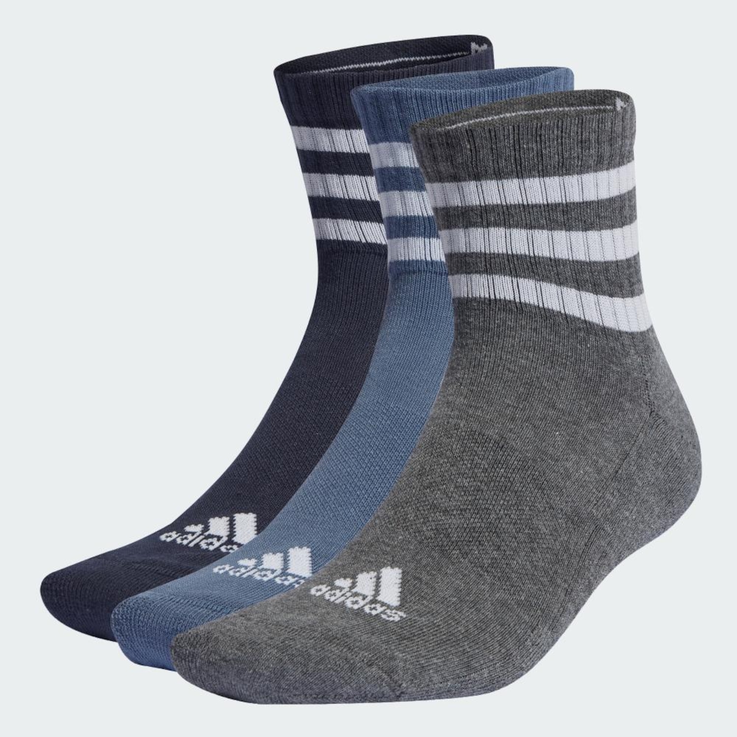 Kit de Meia Cano Alto Adidas 3 Listras Adulto - Foto 3