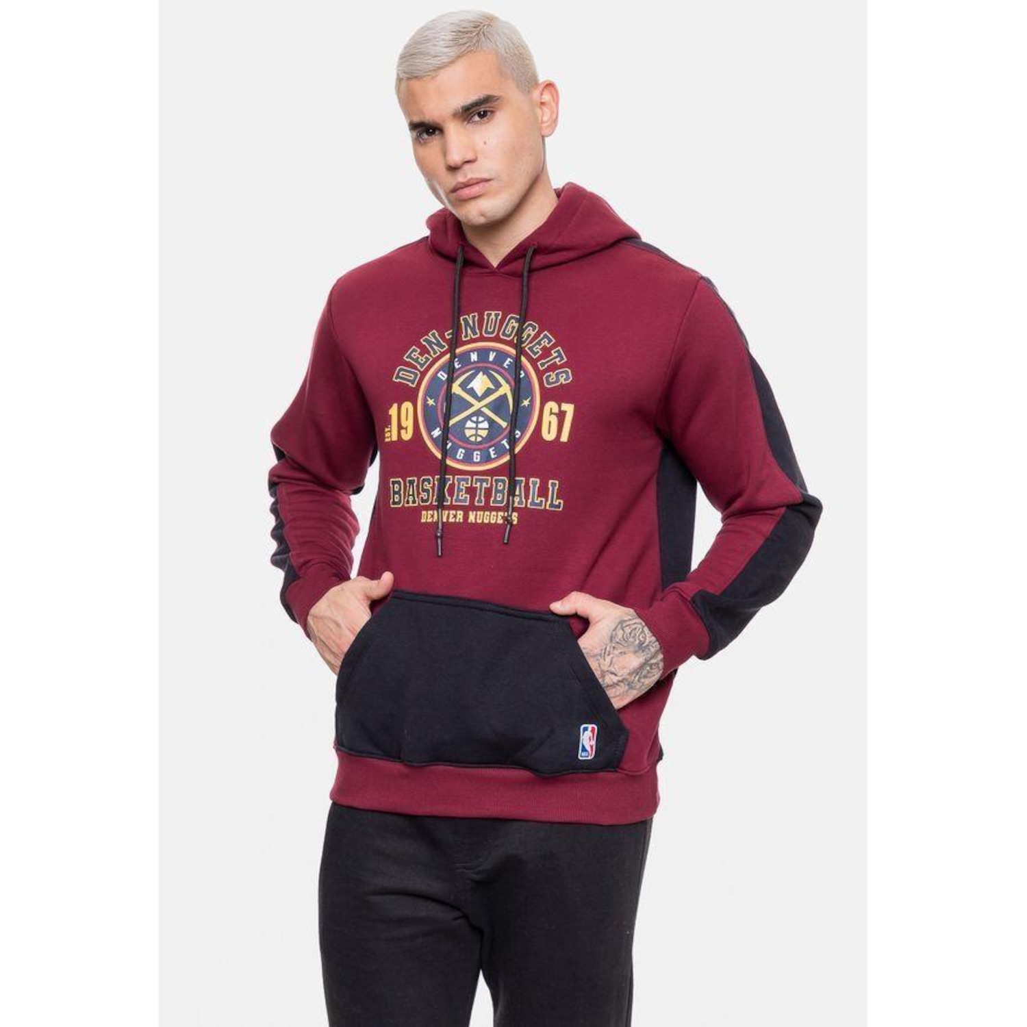 Blusão De Moletom Com Capuz Nba Team Town Denver Nuggets Cabernet - Masculino - Foto 4