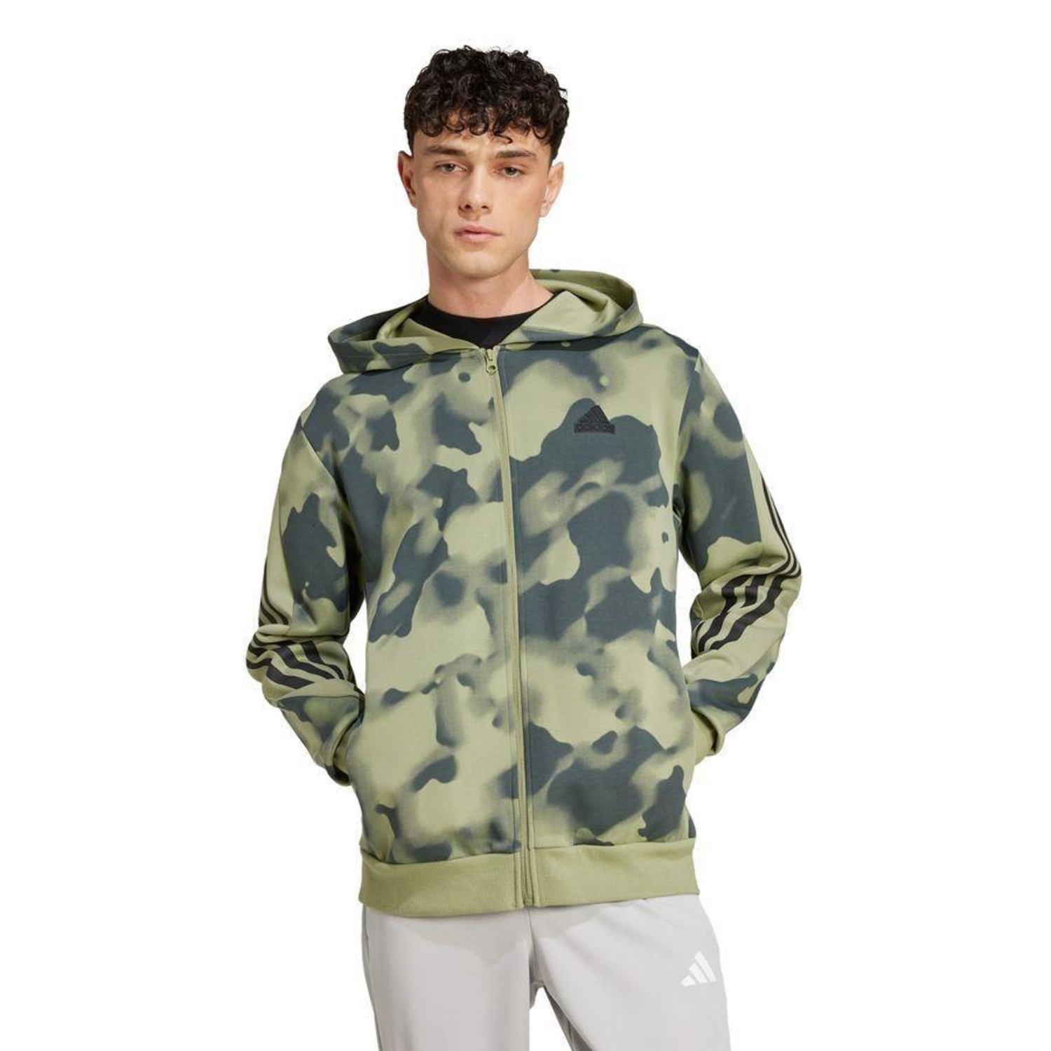Jaqueta de Moletom com Capuz adidas Estampa Corrida Future Icons Três Listras - Masculina - Foto 2
