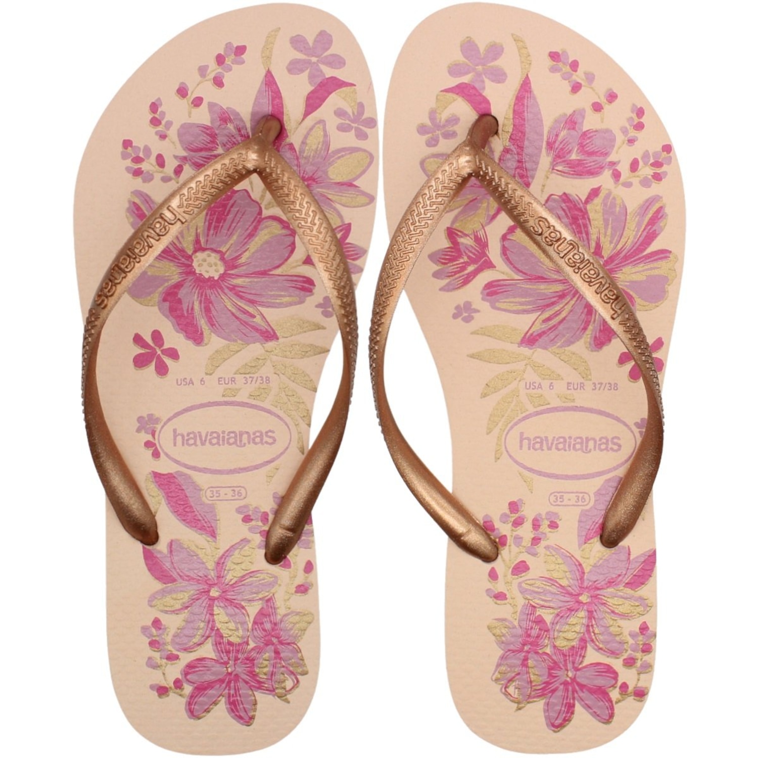Chinelo de Dedo Havaianas Slim Organic 2 Floral - Feminino - Foto 1