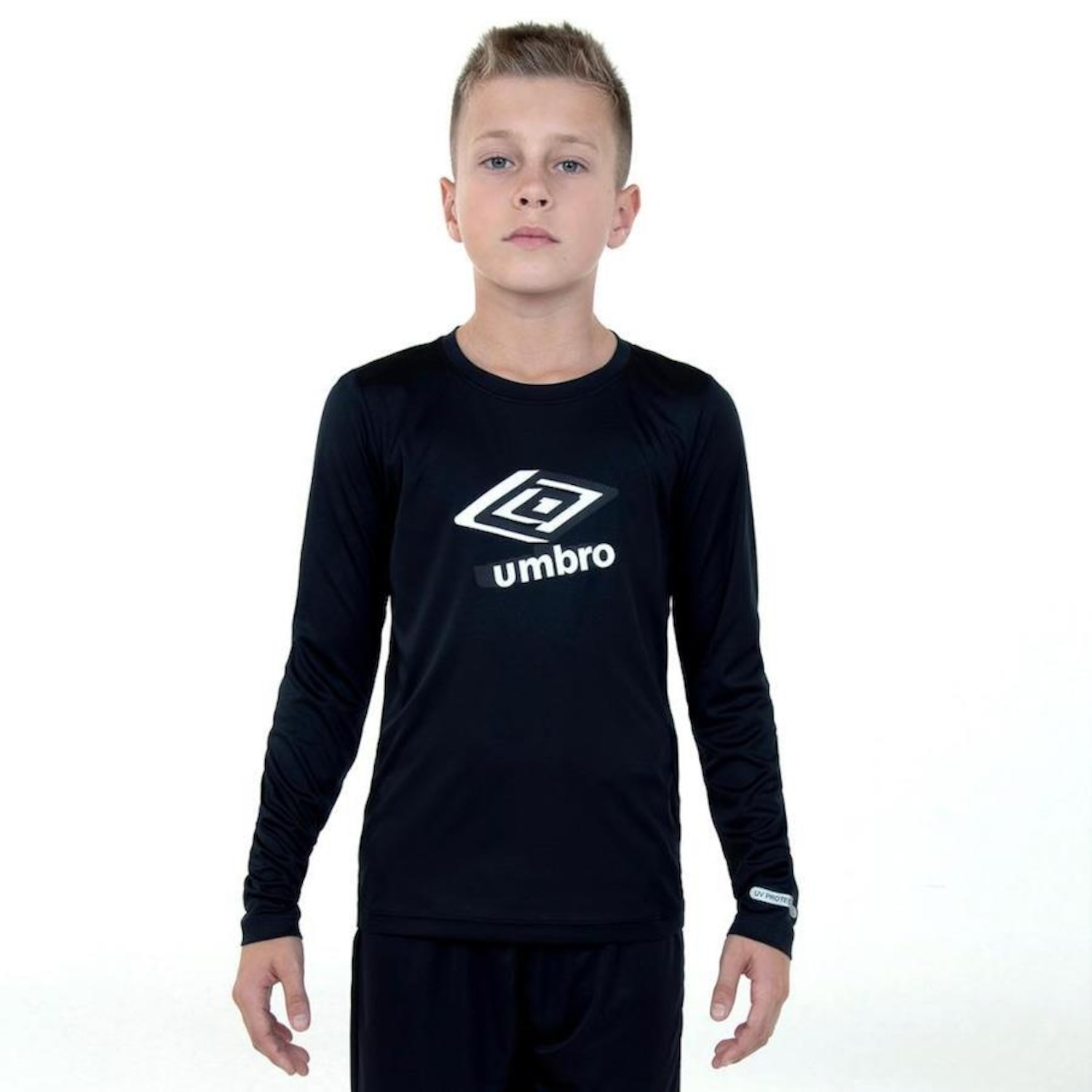 Camisa Manga Longa Umbro Basic Uv - Infantil - Foto 1