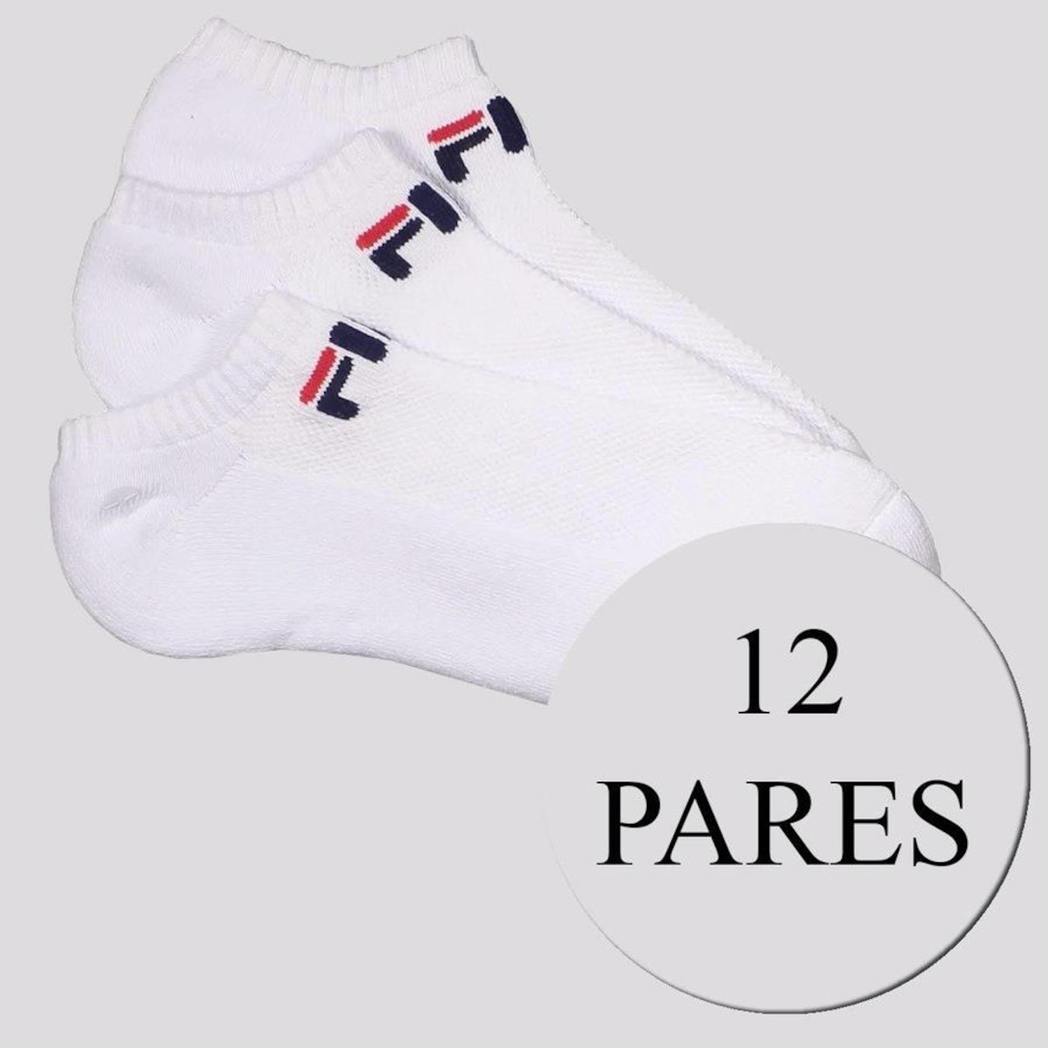 Kit Meia Cano Curto Fila Light - 12 Pares - Unissex - Foto 1