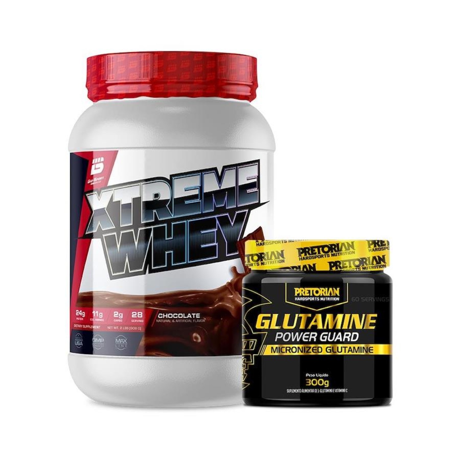Kit Whey Protein Xtreme 900G - Bio Sport Usa + Glutamina 300G - Pretorian - Foto 1