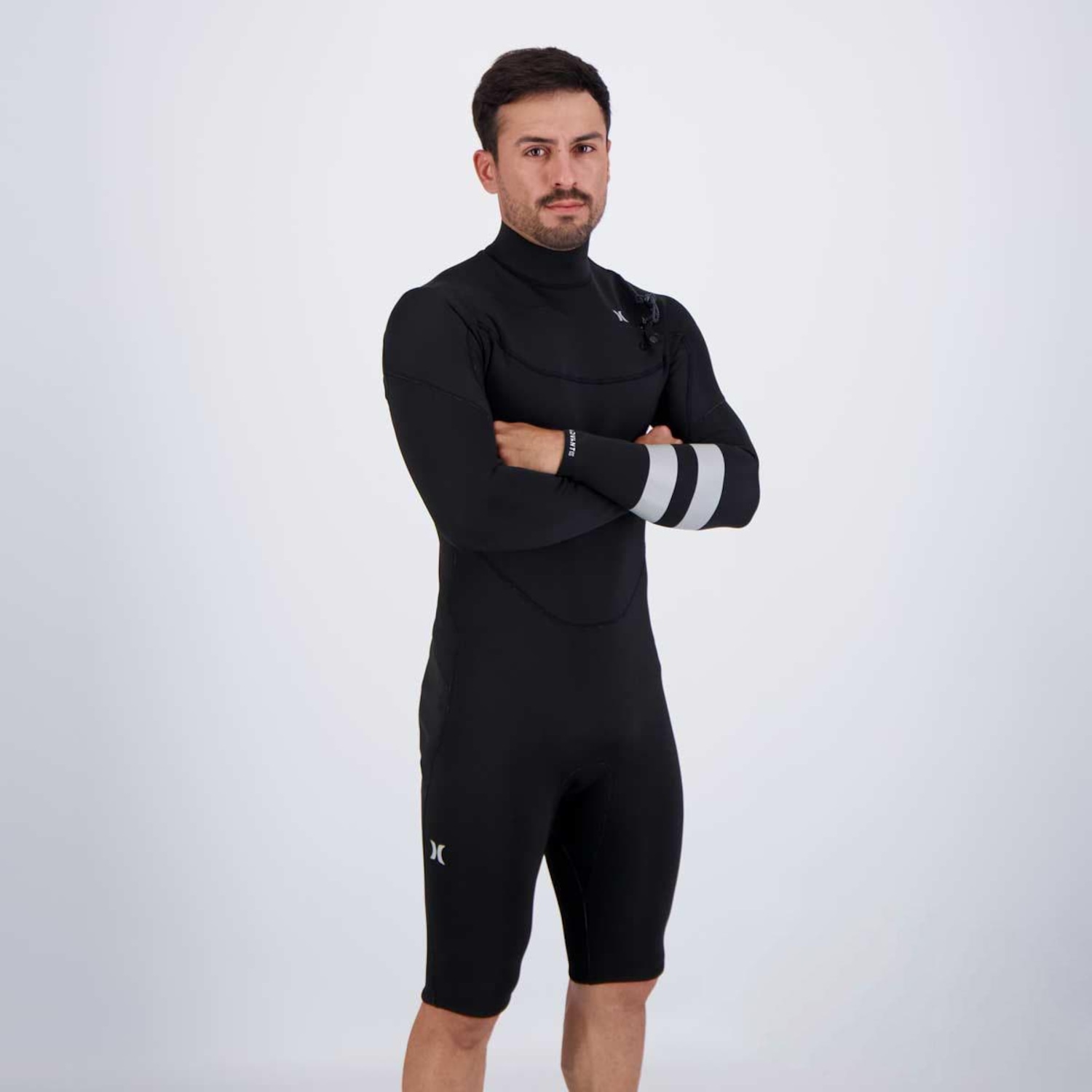 Short John Hurley M Advant 2/2 LS Springsuit Manga Longa Preto - Foto 2