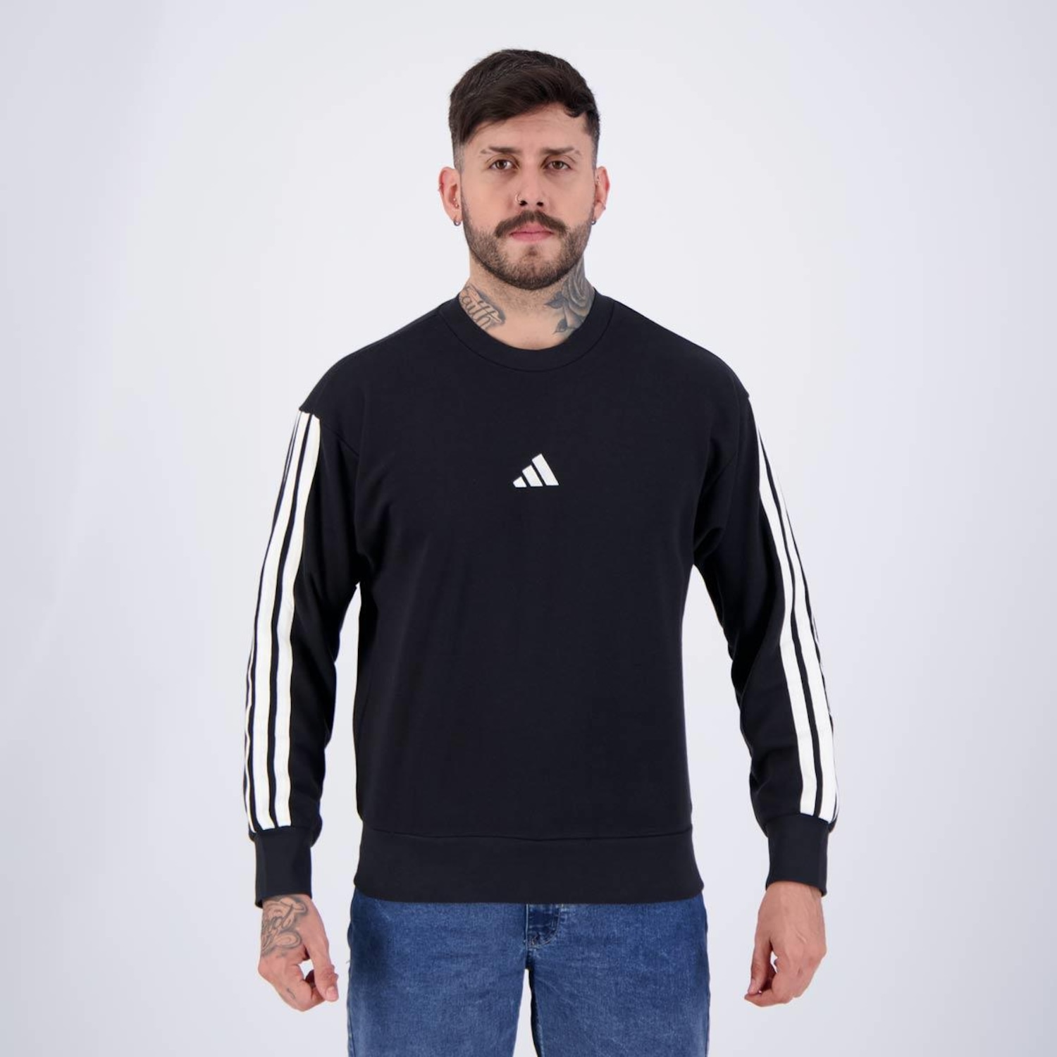 Blusão de Moletom Adidas 3S - Masculino - Foto 1