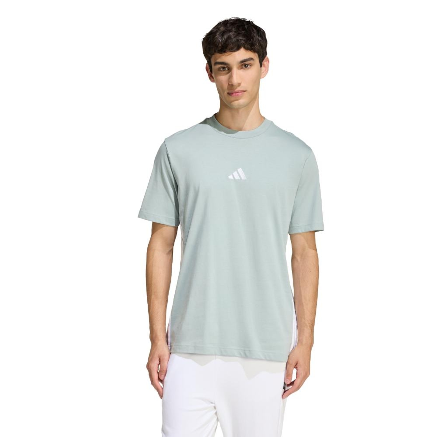 Camiseta adidas Malha Simples Essentials Três Listras - Masculina - Foto 1