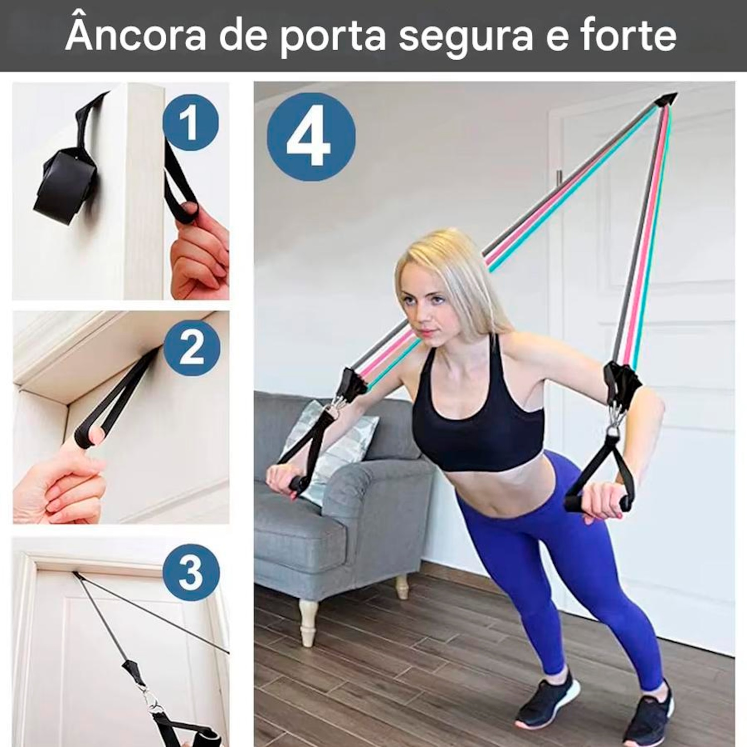 Kit Multi Extensores Elásticos Gold Sports Super Pro até 70Kgs - Foto 3