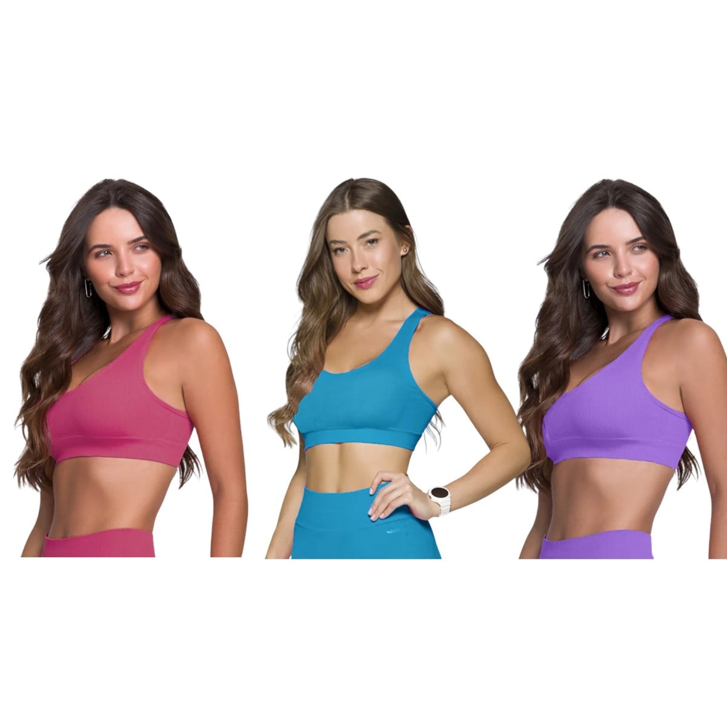 Top Canelado Selene Sem Costura - 3 Unidades - Feminino - Foto 1