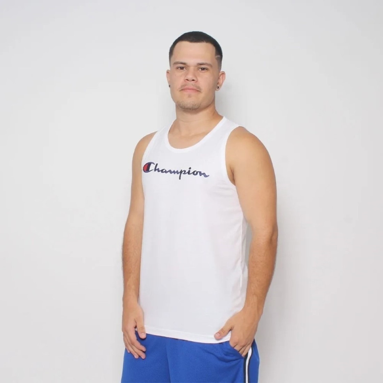 Camiseta Regata Champion Script Bordado - Masculina - Foto 2