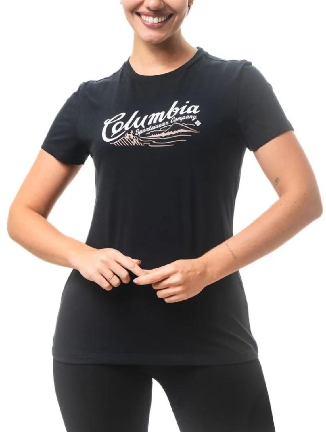 Camiseta Columbia Simply Scripted Preto Feminino - Foto 1
