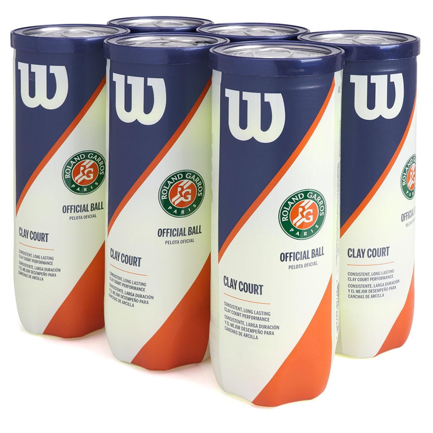 Bola de Tênis Wilson Roland Garros Oficial Clay Pack com 6 Tubos - Foto 1