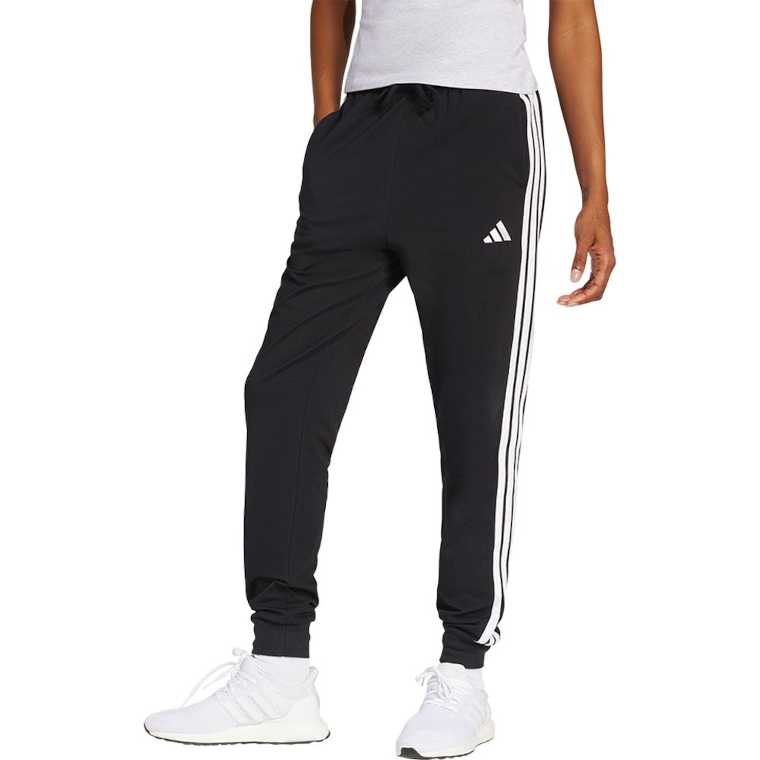 Calça adidas Single Jersey 3 Stripes - Feminina - Foto 1