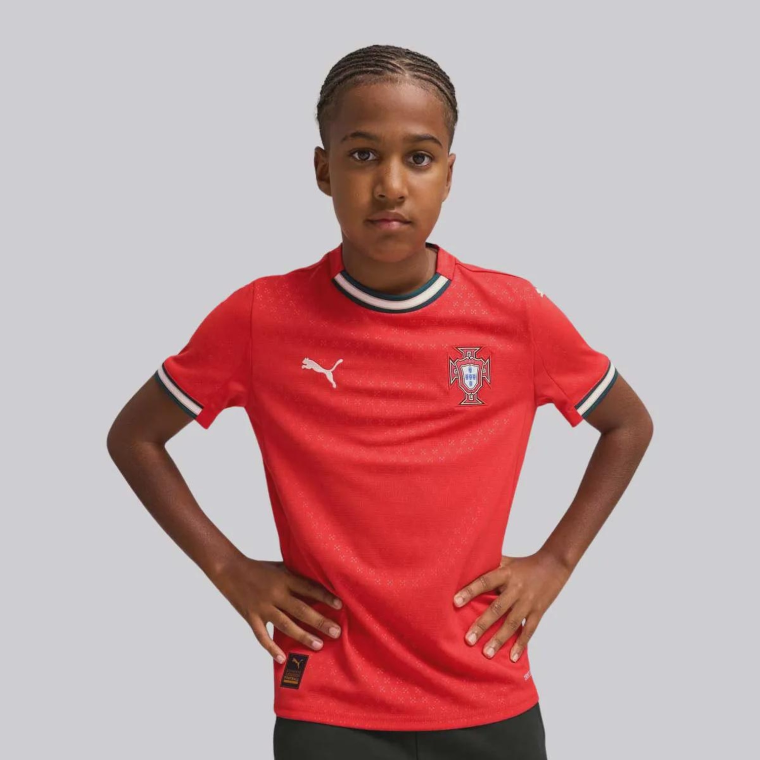 Camisa Puma Portugal Home 2025 - Infantil - Foto 3
