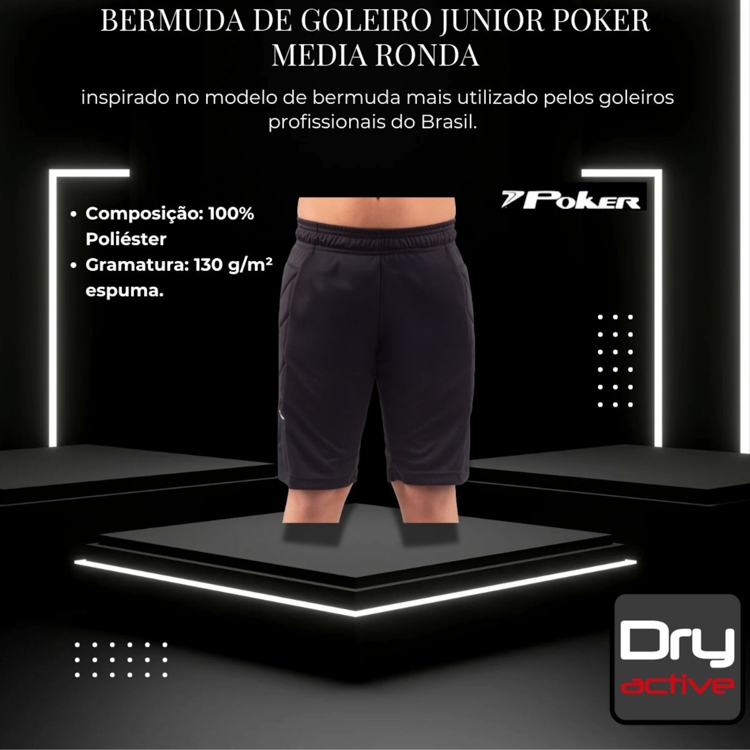 Bermuda De Goleiro Poker Media Ronda - Infantil - Foto 4