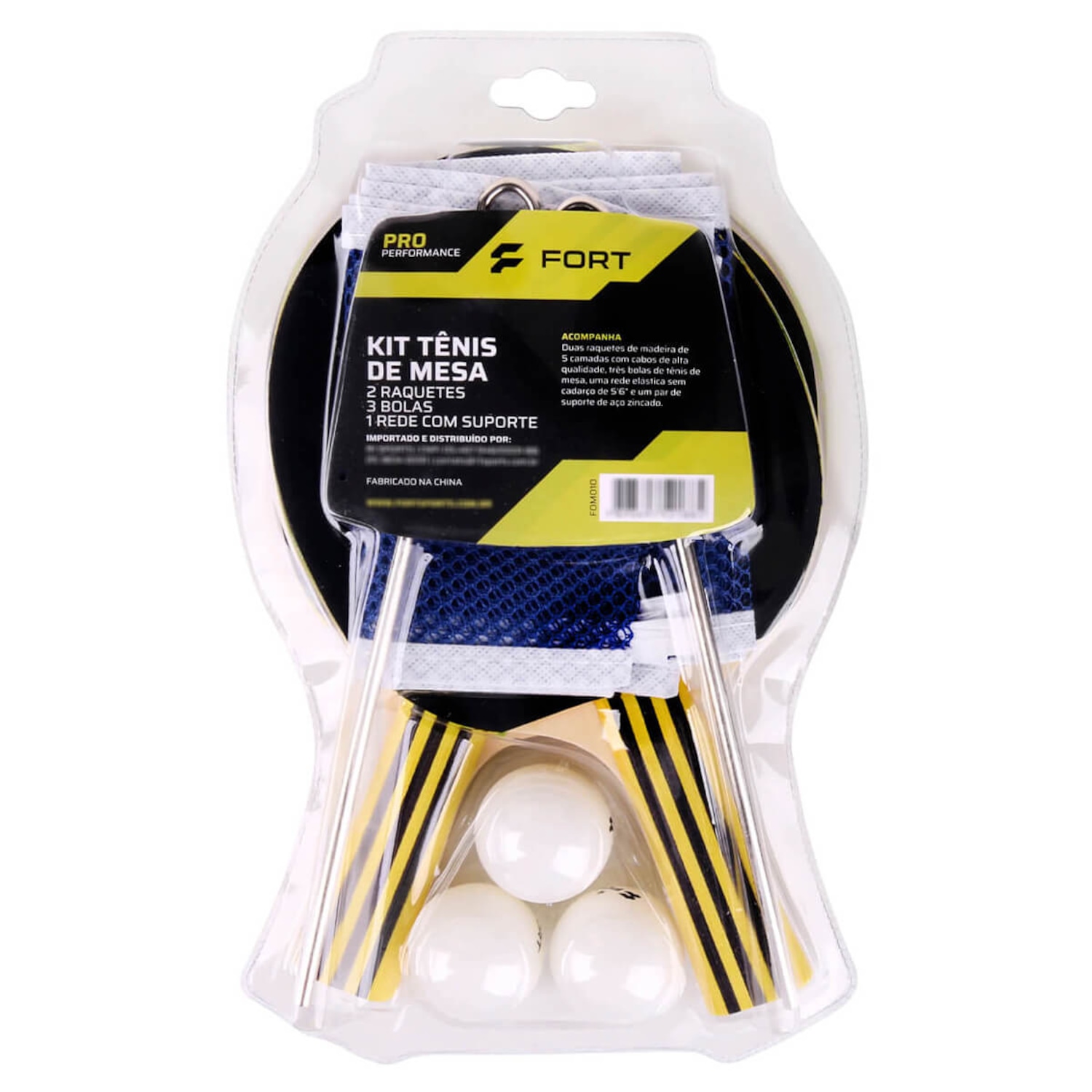 Kit de Tênis de Mesa Fort Pro 2 Raquetes 3 Bolas 1 Rede com Suporte - Foto 2
