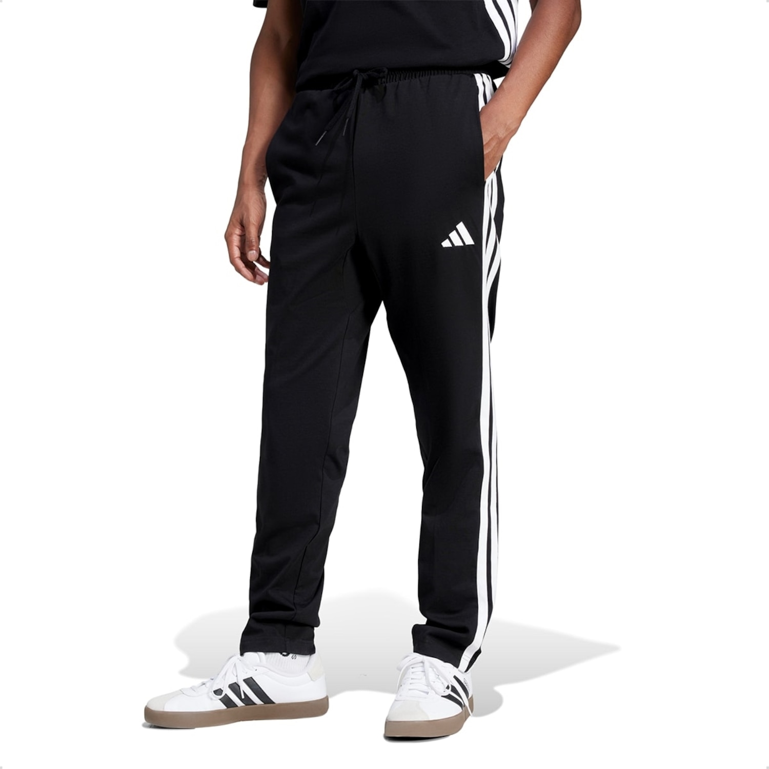 Calça Adidas Malha Simples Essentials Três Listras - Masculina - Foto 1