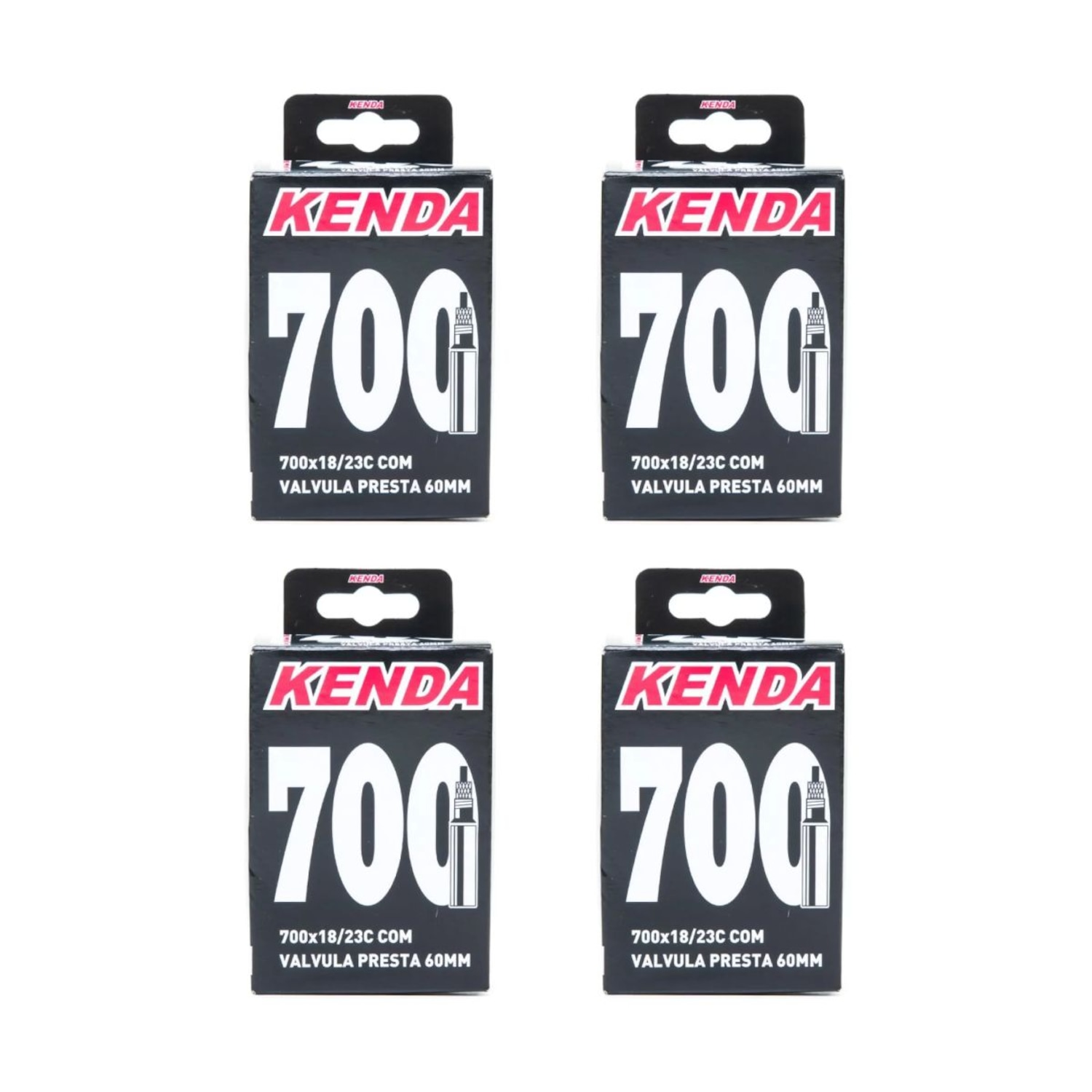 Kit 4 Câmara de ar Kenda aro 700 x 18/23 bico fino 60 mm - Foto 1