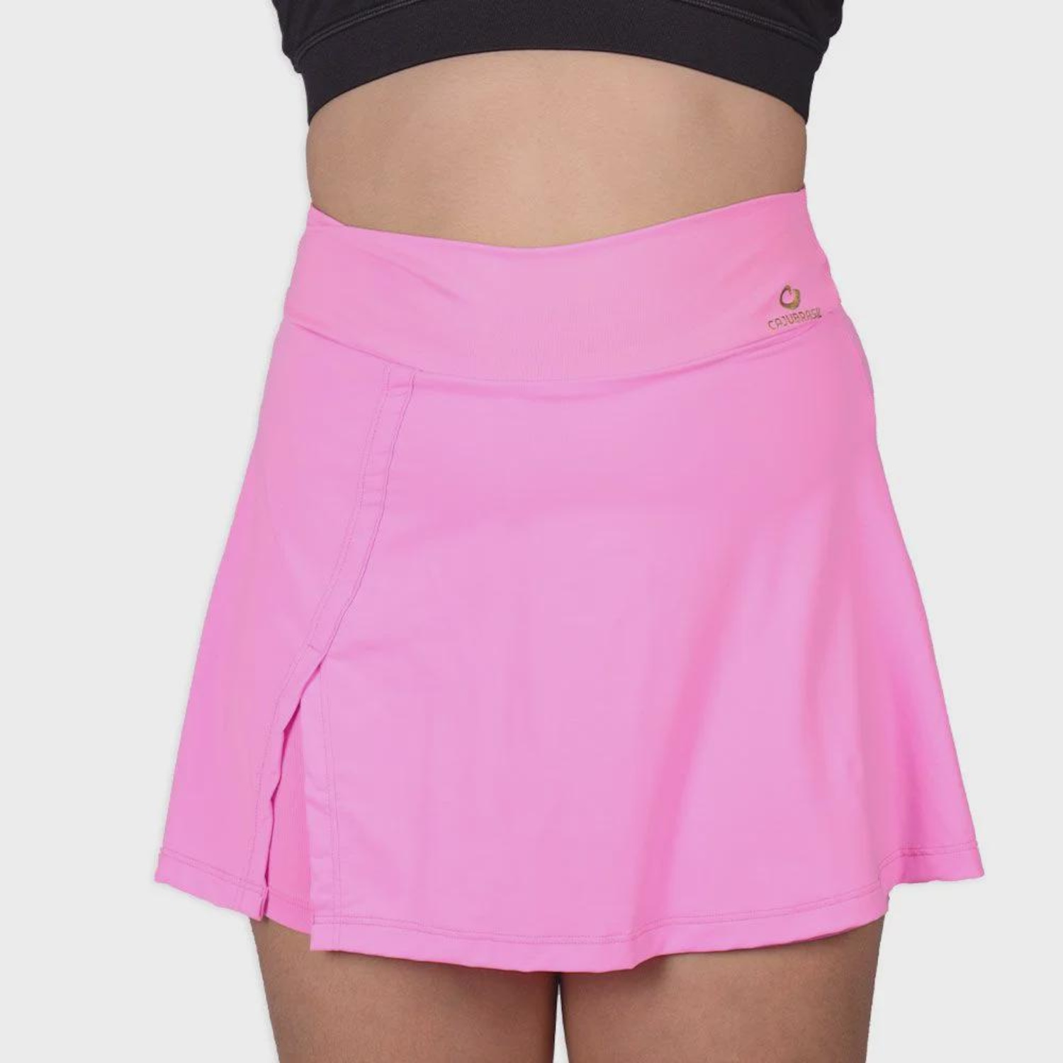 Short Saia Feminino Caju Brasil Classic Rosa Glossy - Foto 1