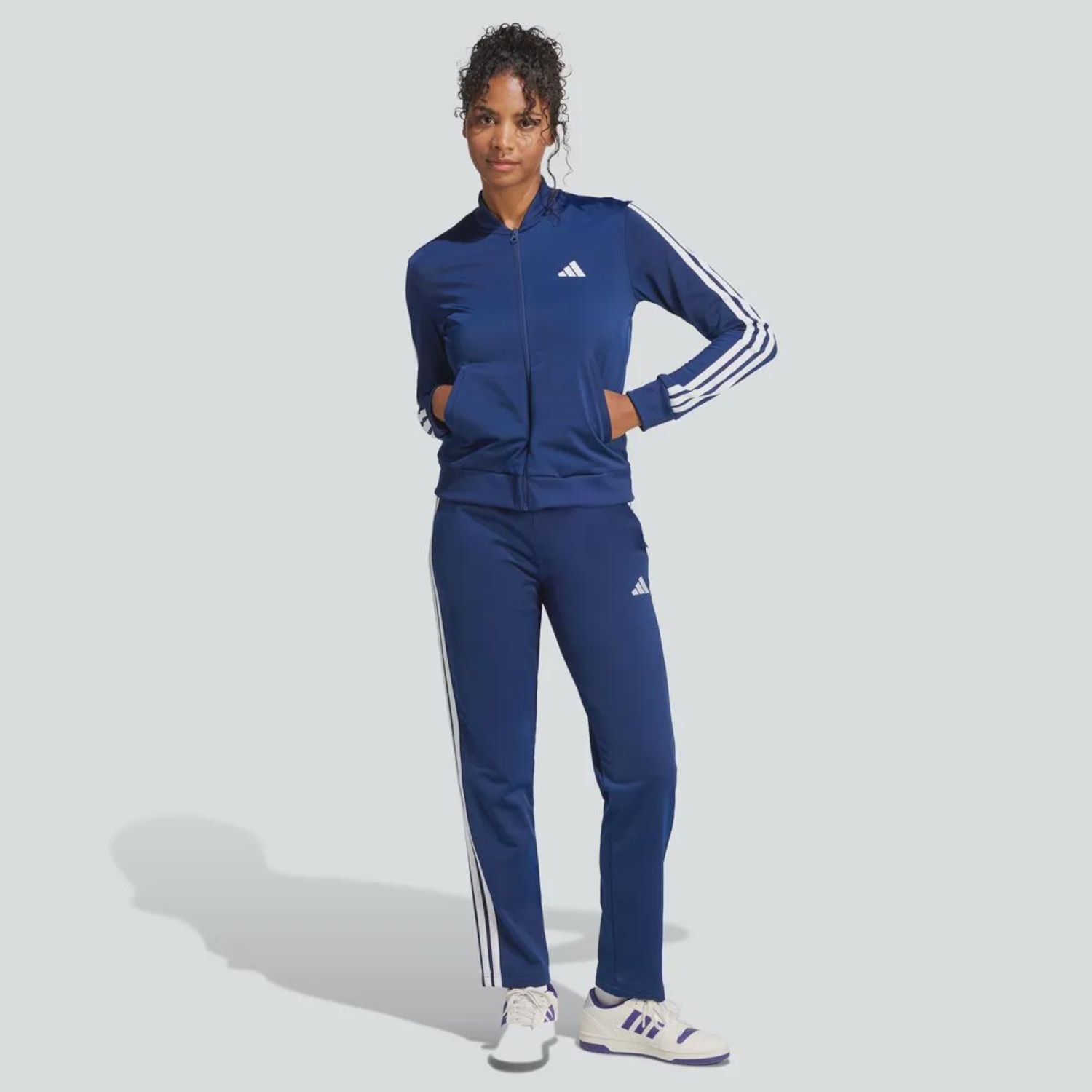 Agasalho Feminino adidas ESS 3 Stripes Feminino - Foto 1
