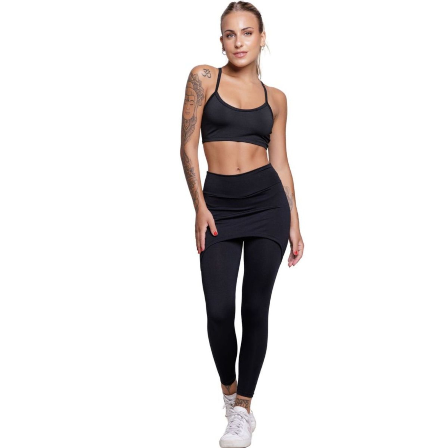 Conjunto Top Alça Fina e Calça Saia Suplex Vekyo Feminino - Foto 1