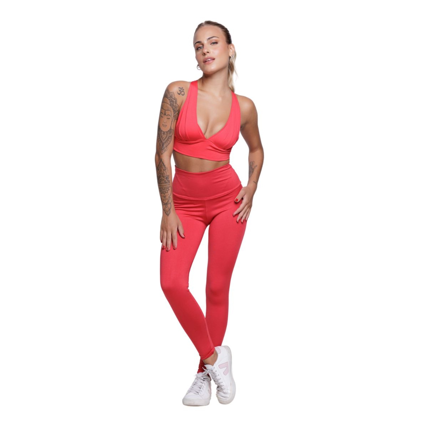 Conjunto Top bojo Costa Cruzada e Calça Suplex Vekyo Feminino - Foto 1
